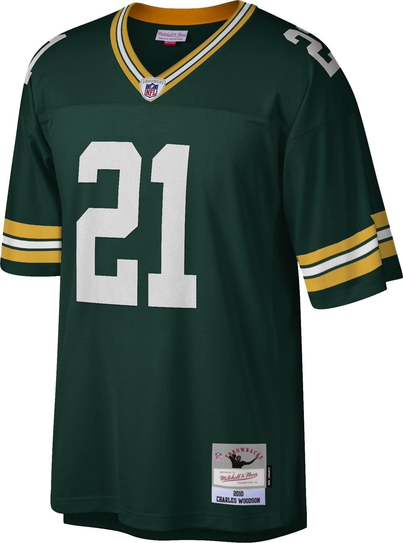 Mitchell & Ness Men's Green Bay Packers Charles Woodson #21 Green 2010 Throwback Jersey product image
