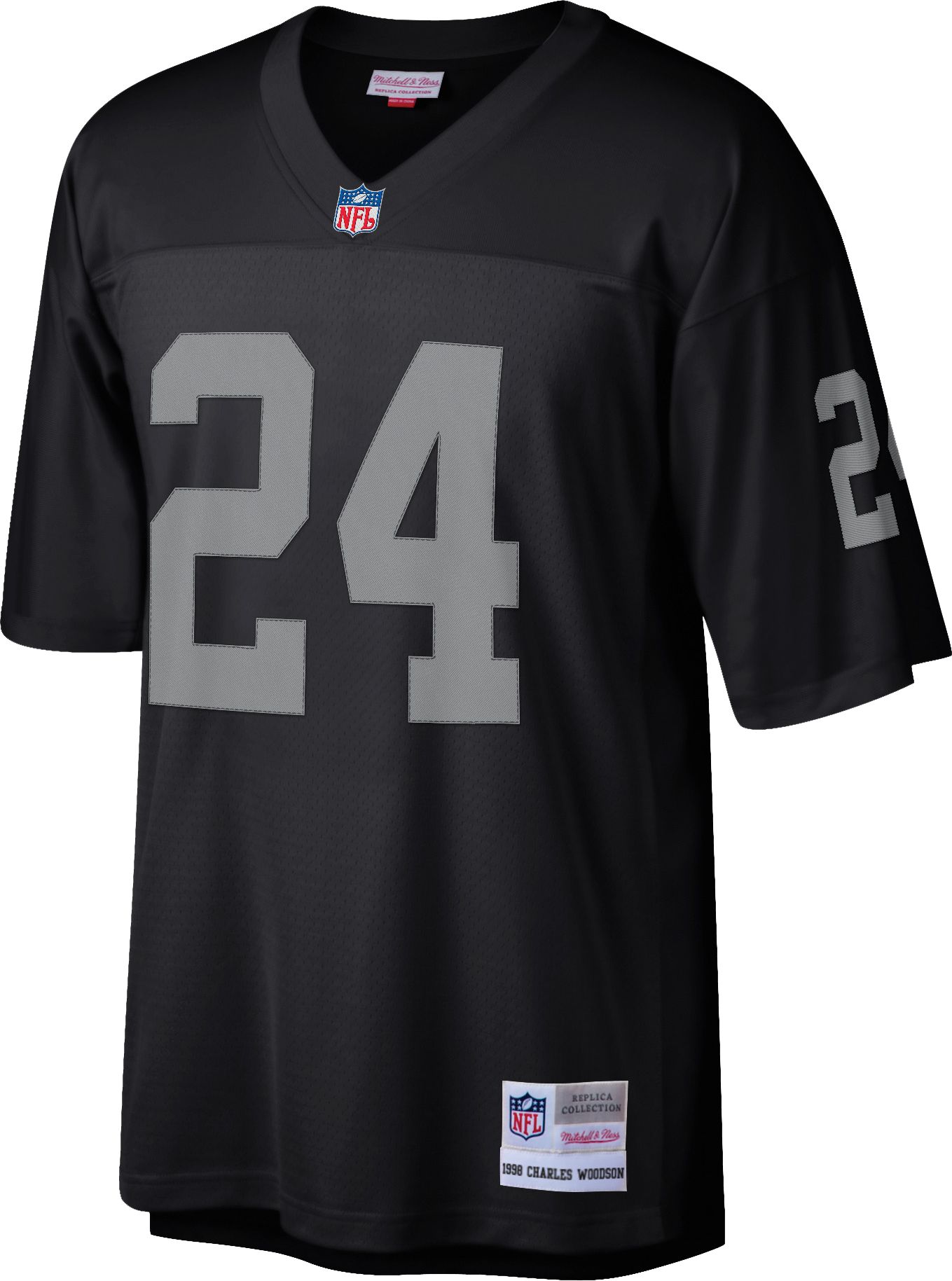 Mitchell & Ness Men's Oakland Raiders Charles Woodson #24 Black 1998 Throwback Jersey