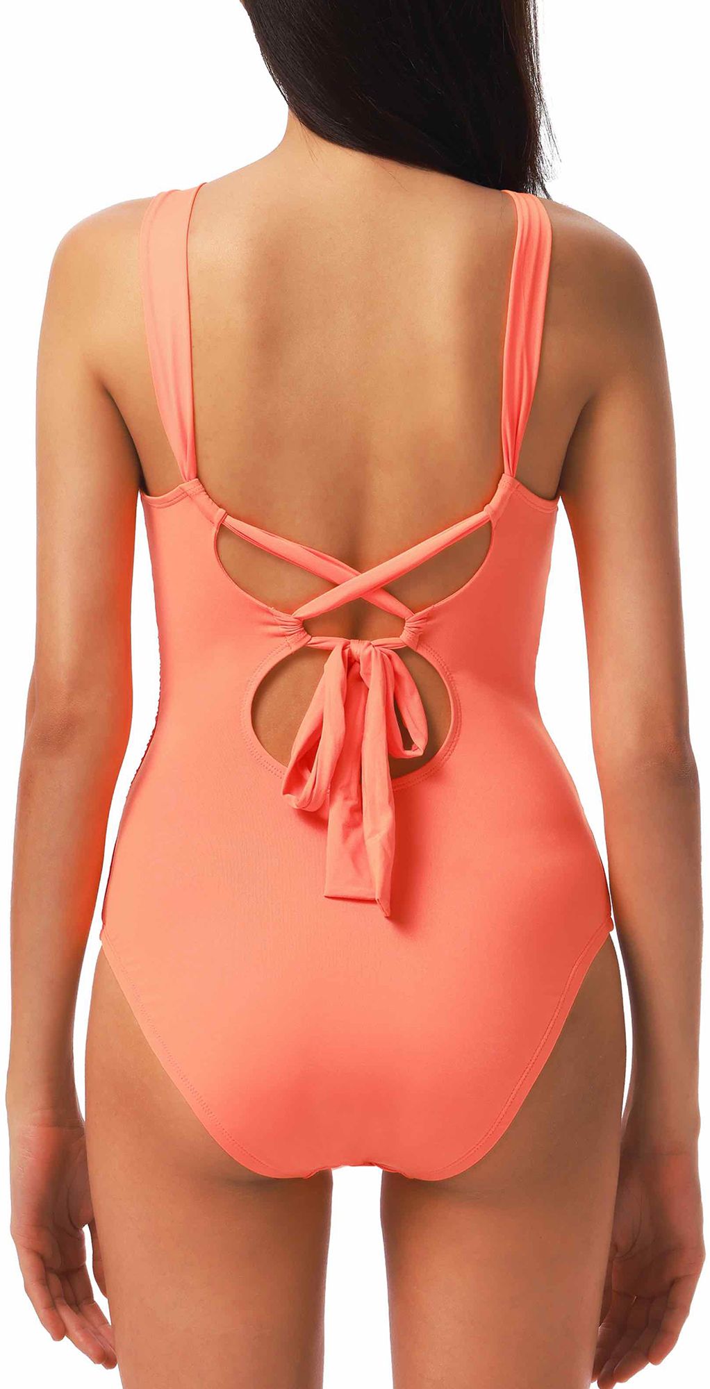 Orange High Neck One Piece, Tangerine