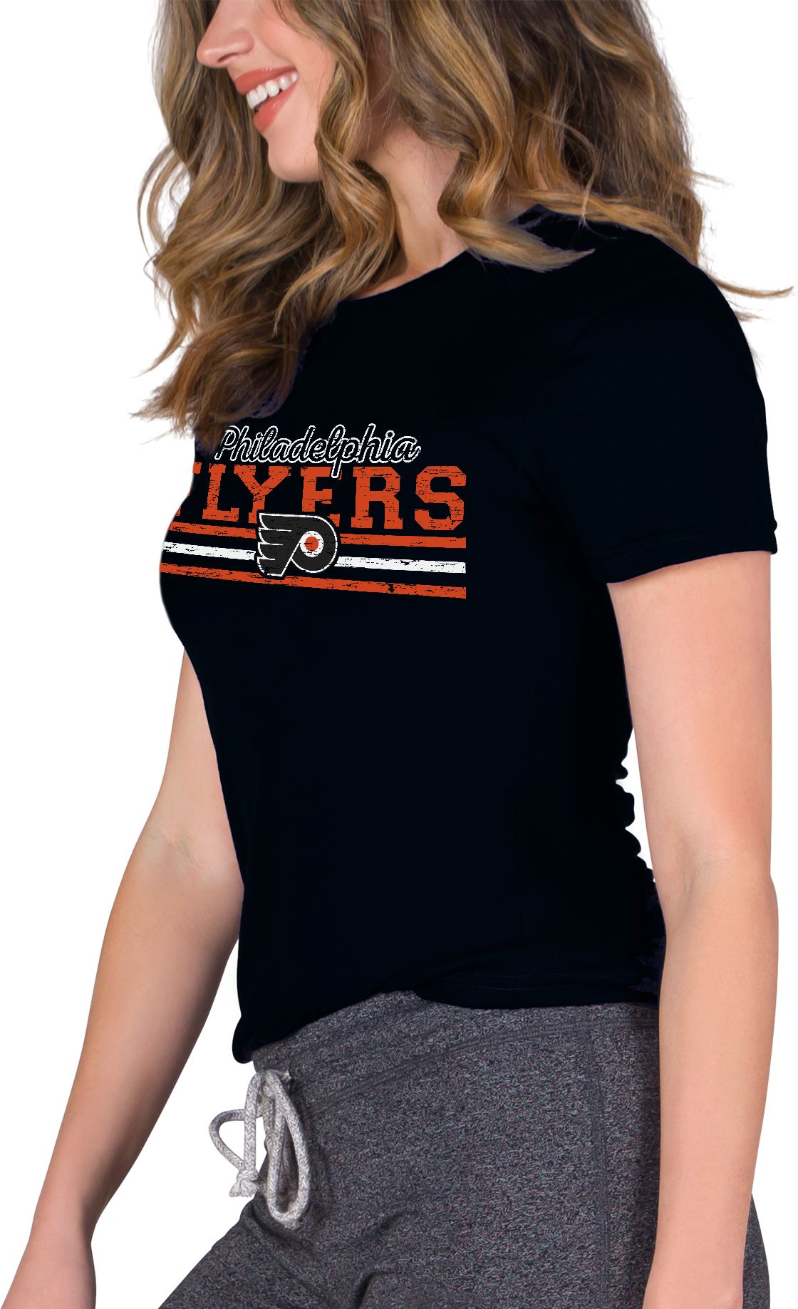 Concepts Sport Women's Philadelphia Flyers Marathon Black T-Shirt