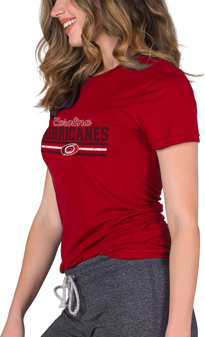 NHL Women's Carolina Hurricanes Iconic Athena Red Lace-Up T-Shirt