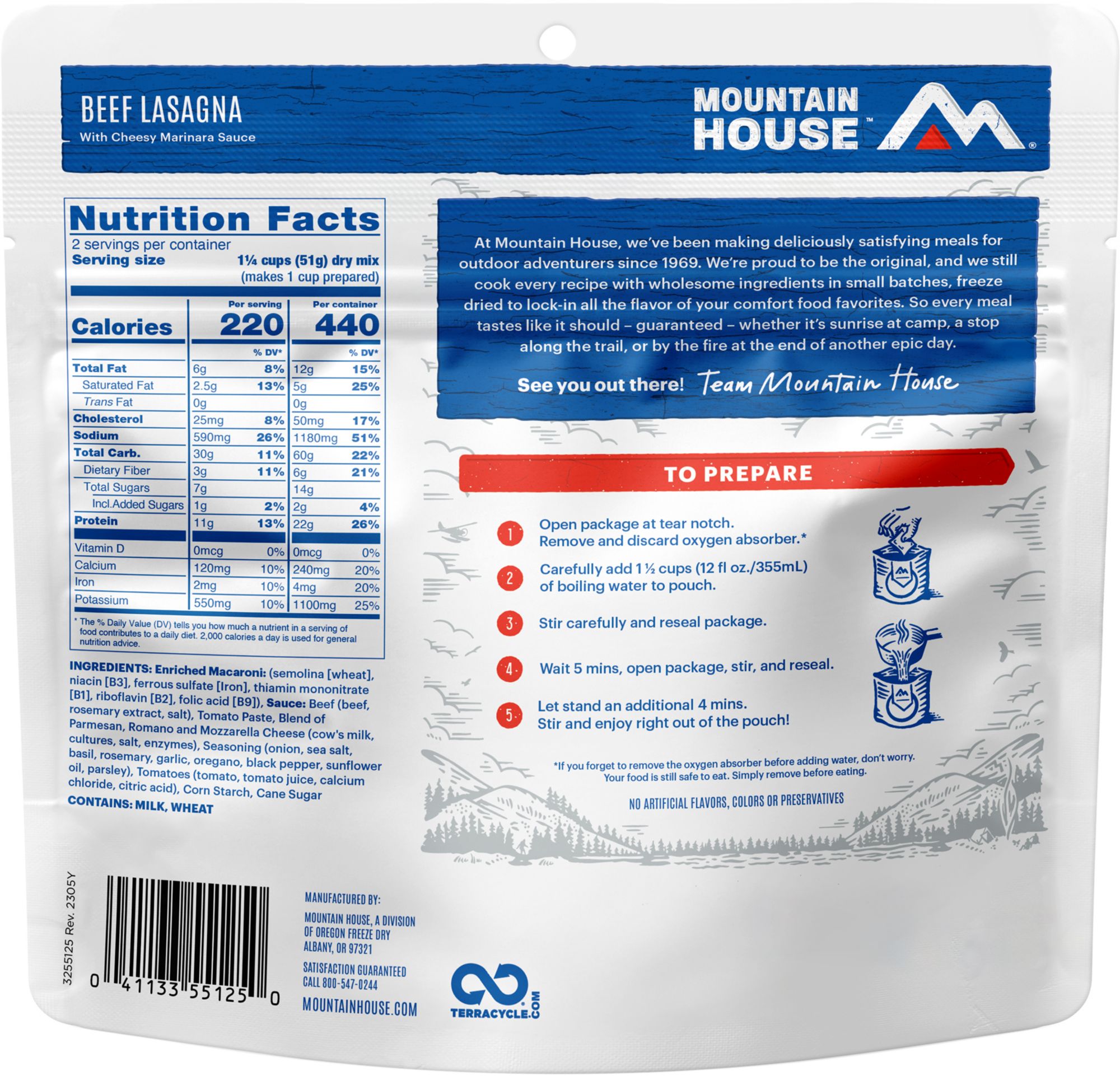 Mountain House Lasagna with Meat Sauce Pouch