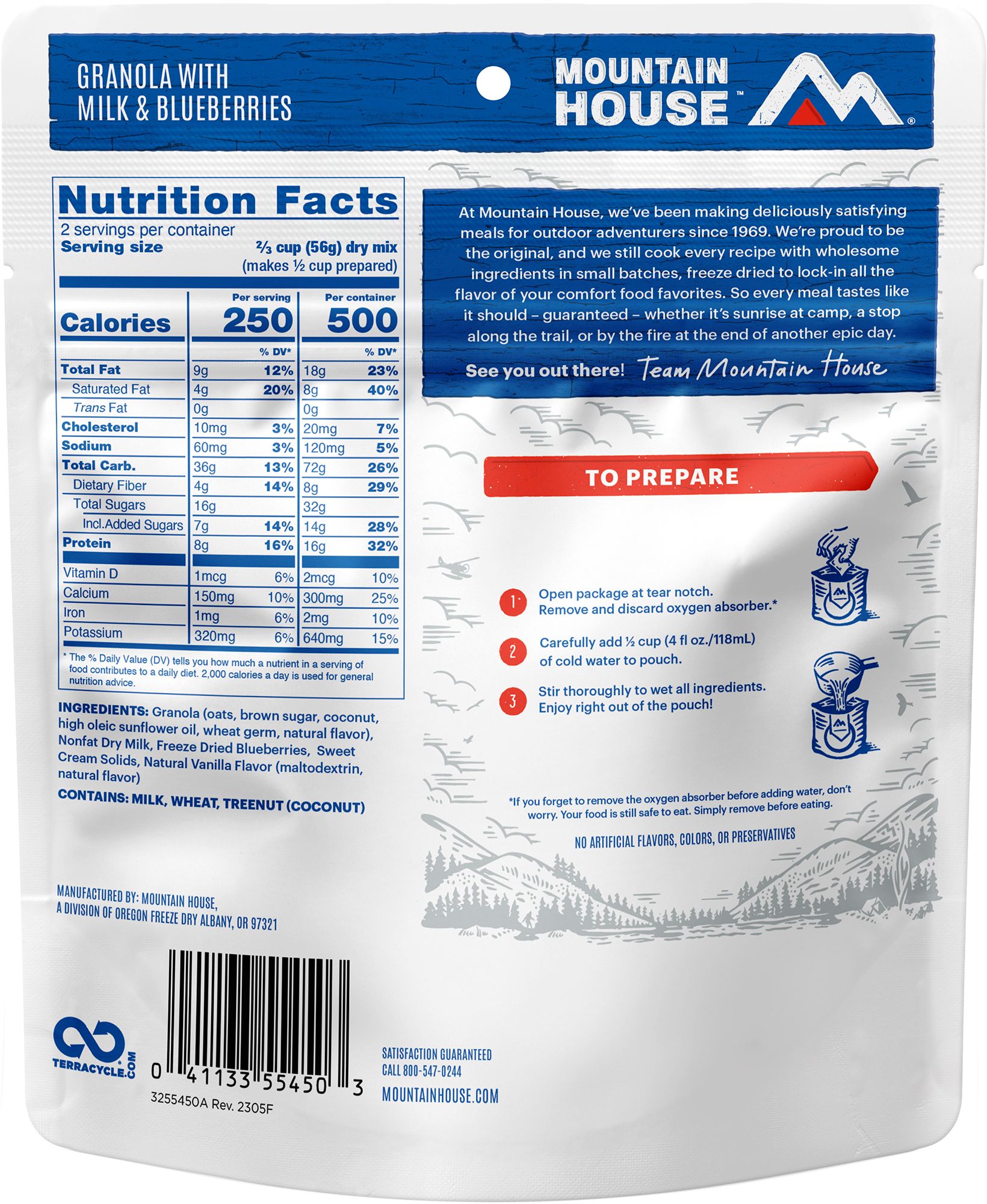 Mountain House Granola with Milk and Blueberries Publiclands