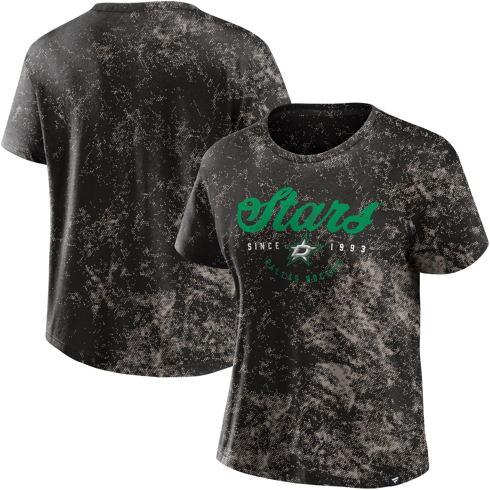 NHL Women's Dallas Stars Bleach Dye Black T-Shirt