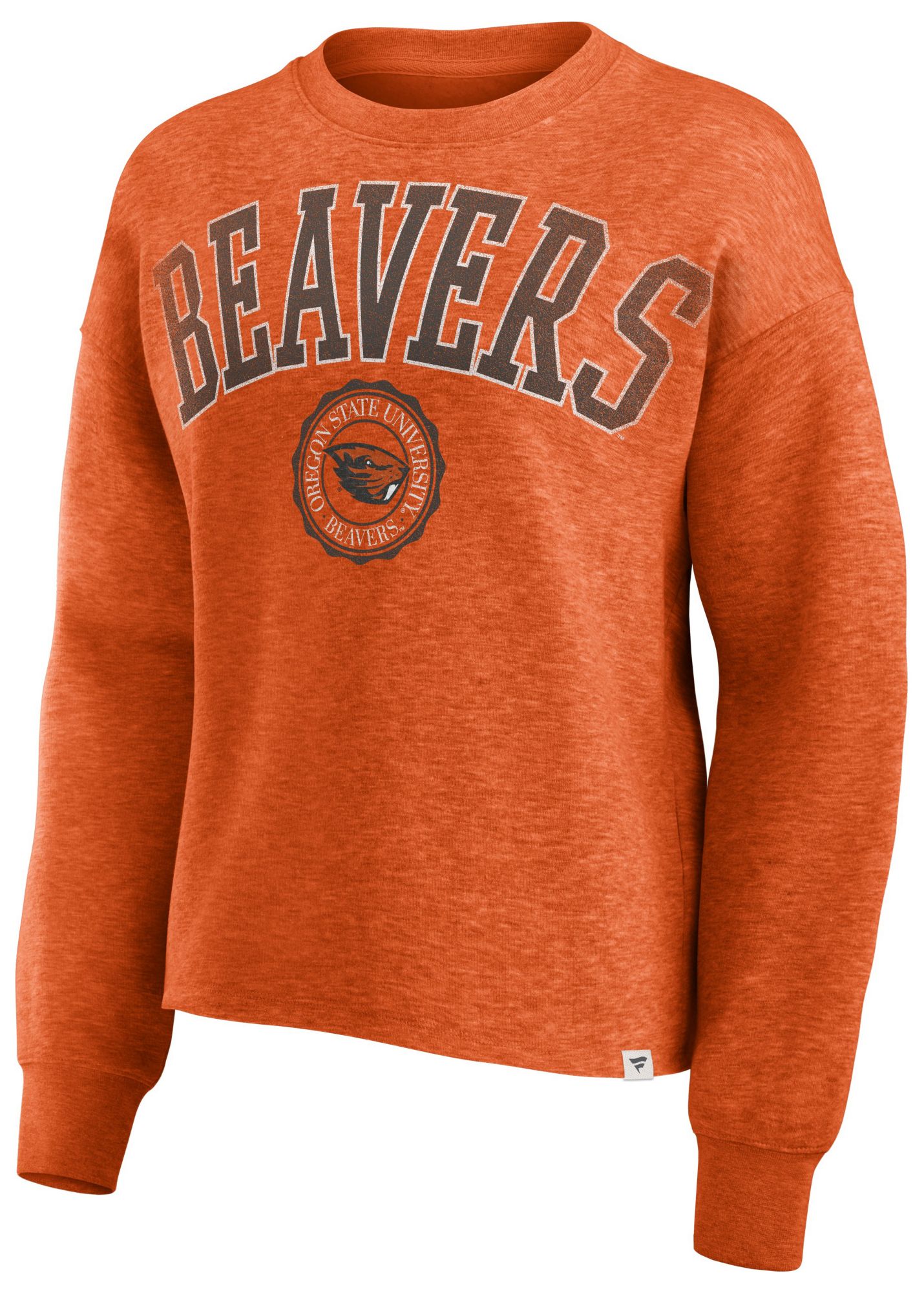 NCAA Women's Oregon State Beavers Orange Oversized Arch Wordmark Crew Neck Sweatshirt product image