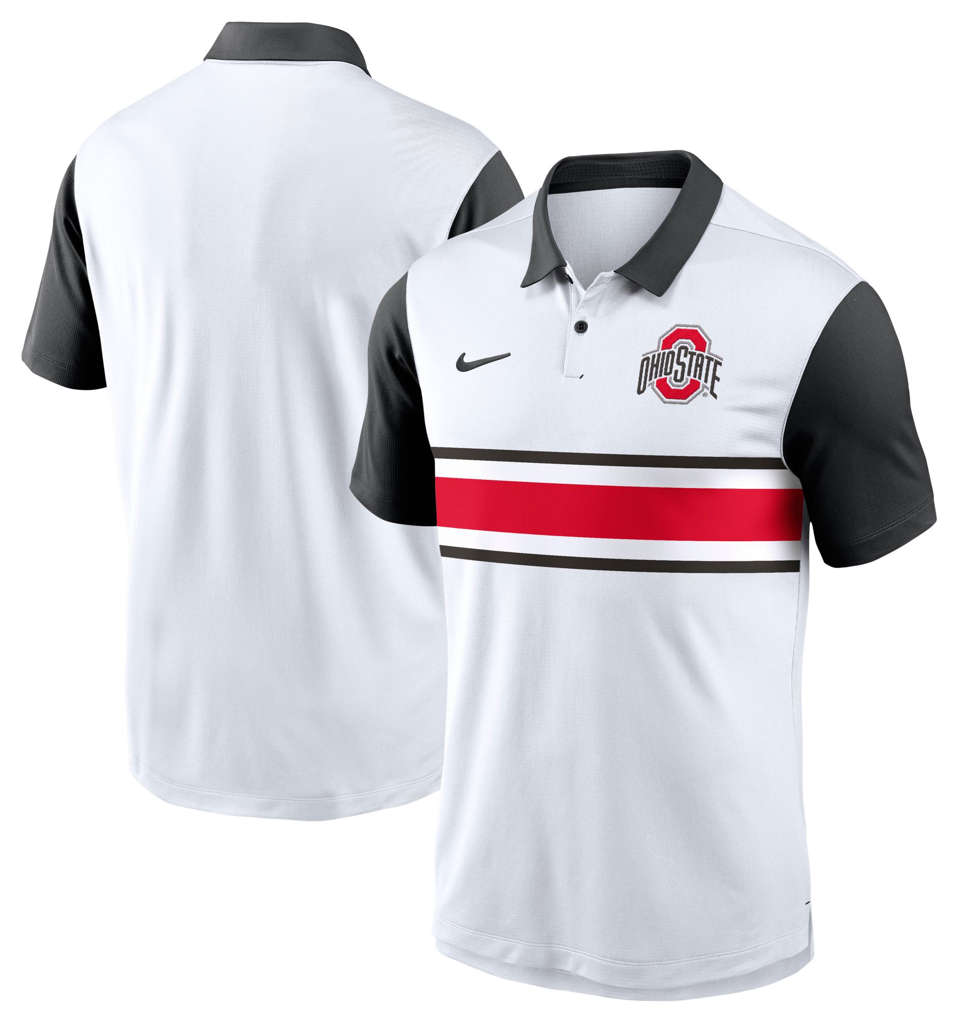 Nike Men's Ohio State Buckeyes White/Black Campus Patterned Polo product image