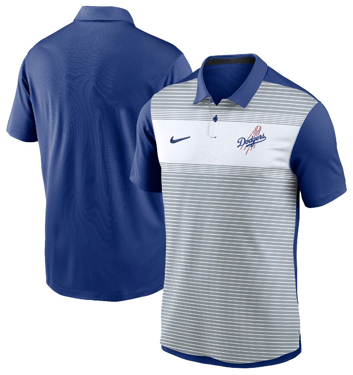 Nike Men's Los Angeles Dodgers White/Blue Striped Vapor Polo product image