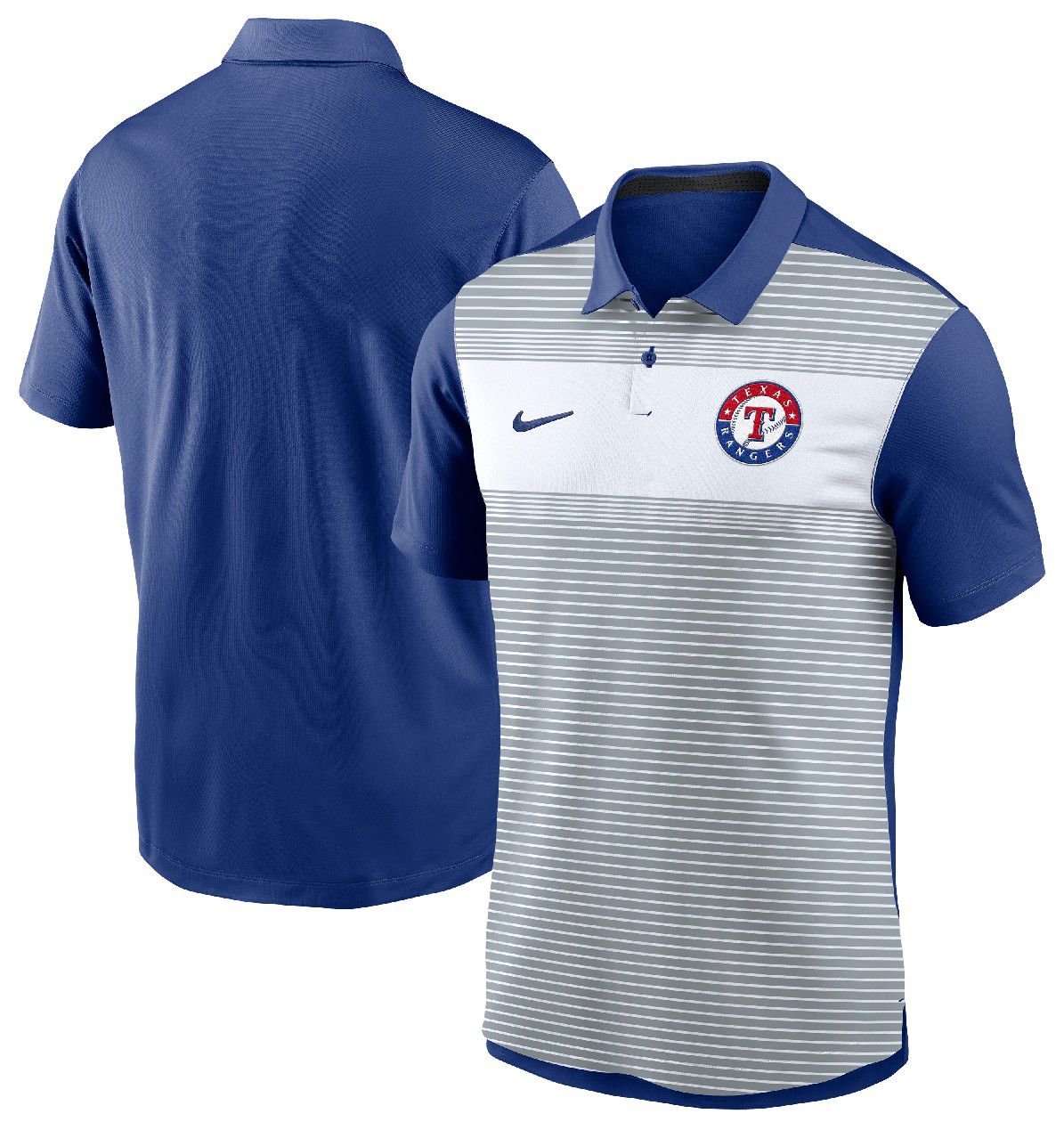 Nike Men's Texas Rangers White/Blue Striped Vapor Polo product image