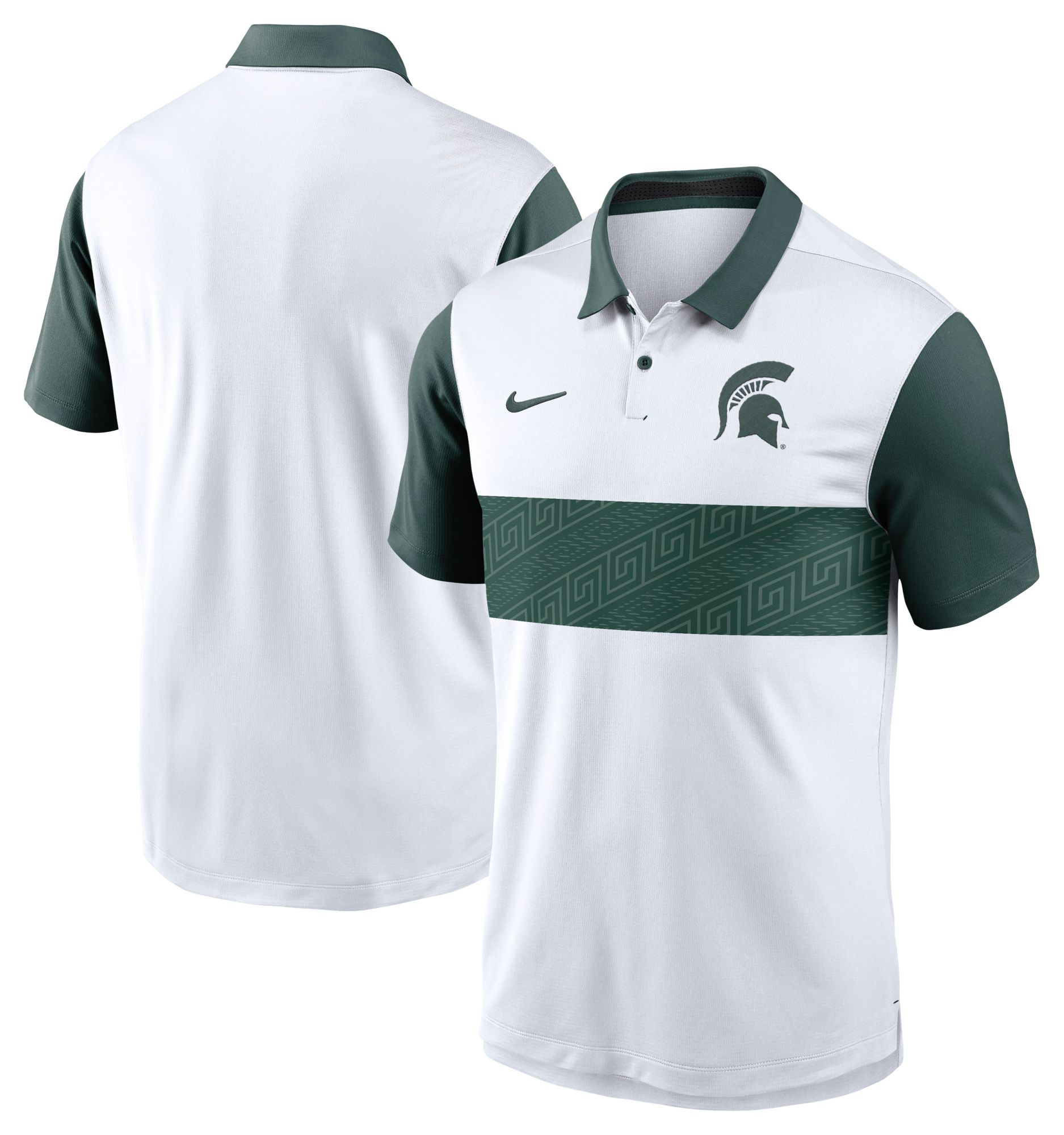 Nike Men's Michigan State Spartans White/Green Campus Patterned Polo product image