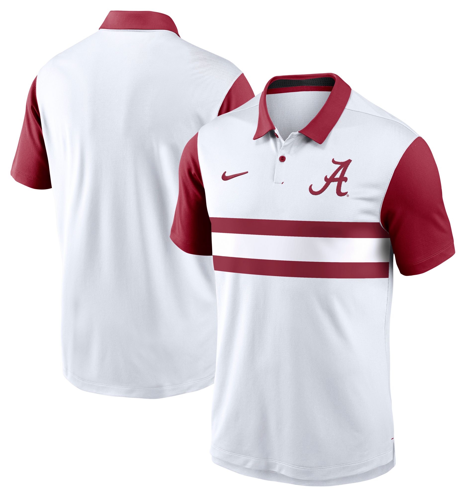 Nike Men's Alabama Crimson Tide White/Crimson Campus Patterned Polo product image