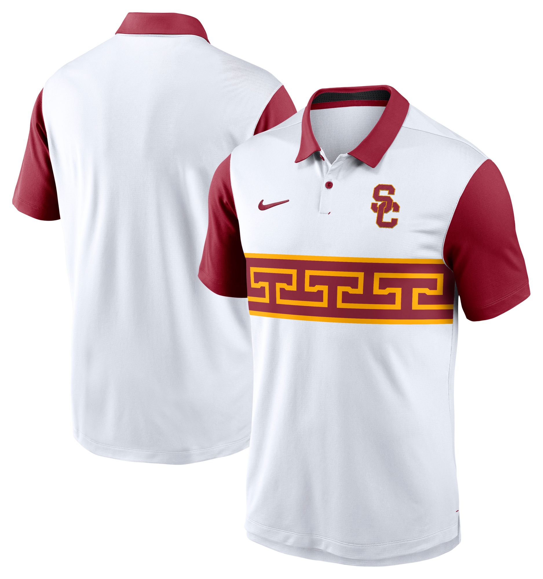 Nike Men's USC Trojans White/Cardinal Campus Patterned Polo product image