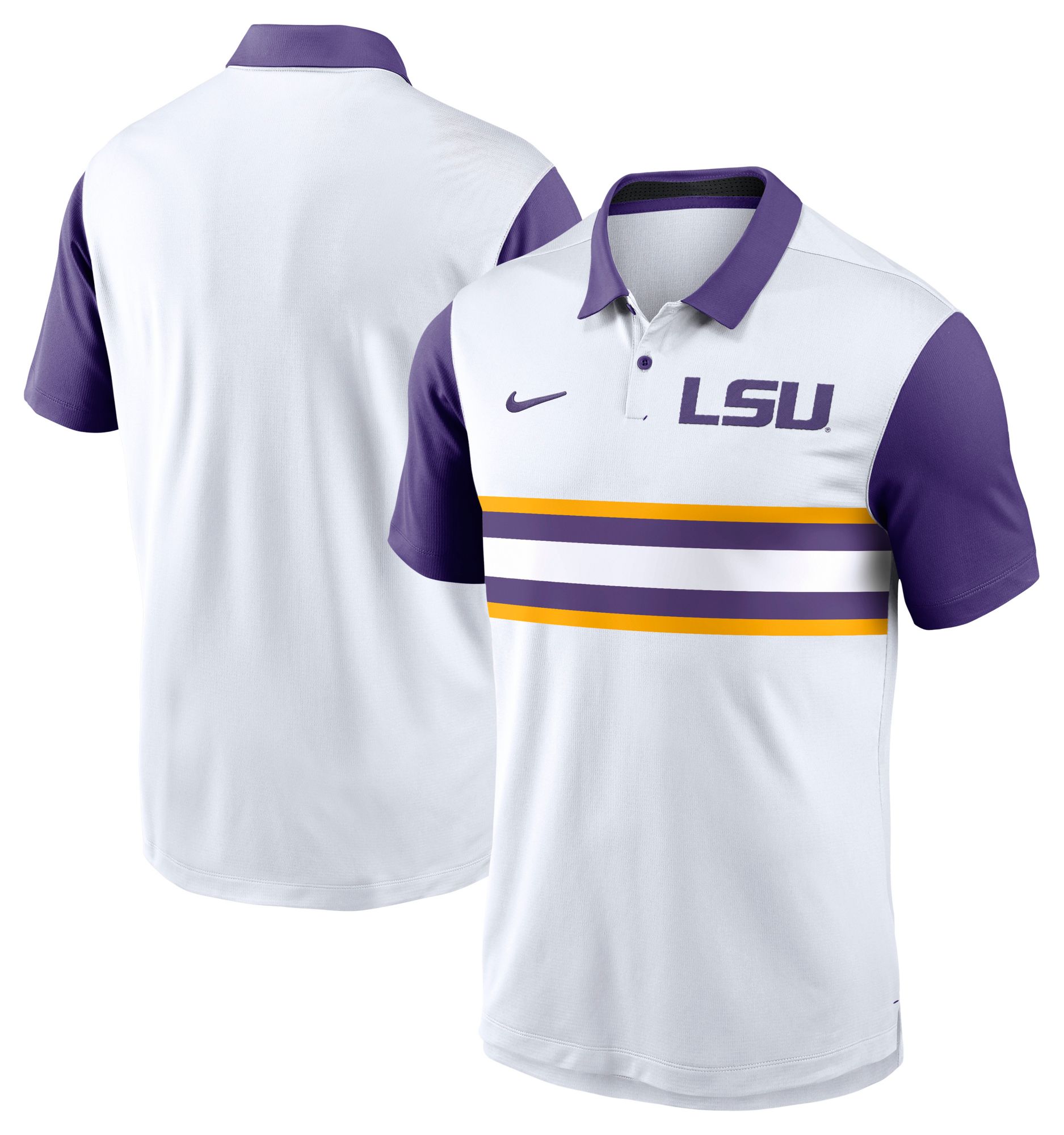 Nike Men's LSU Tigers White/Purple Campus Patterned Polo product image