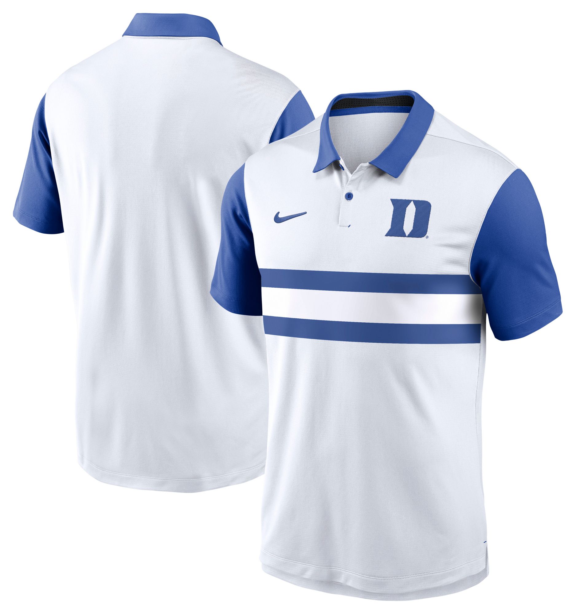 Nike Men's Duke Blue Devils White/Royal Campus Patterned Polo product image