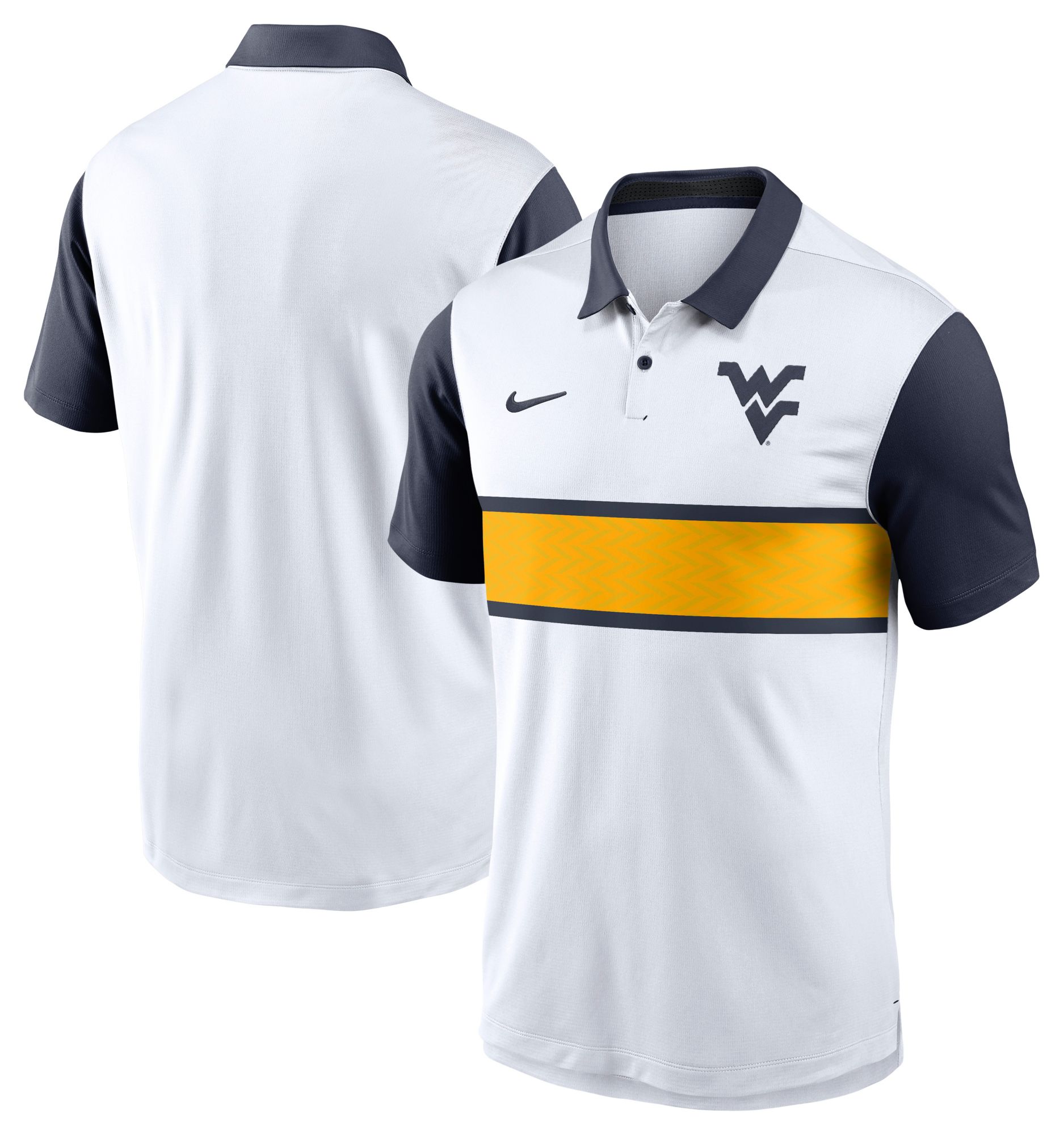 Nike Men's West Virginia Mountaineers White/Navy Campus Patterned Polo product image