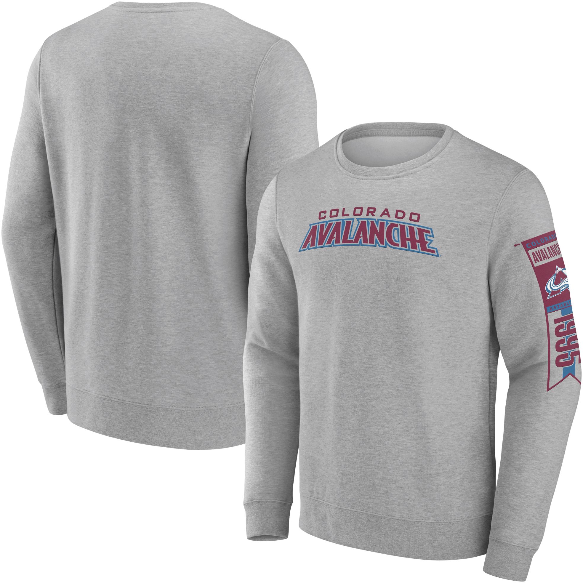 NHL Colorado Avalanche Back Court Grey Crew Neck Sweatshirt