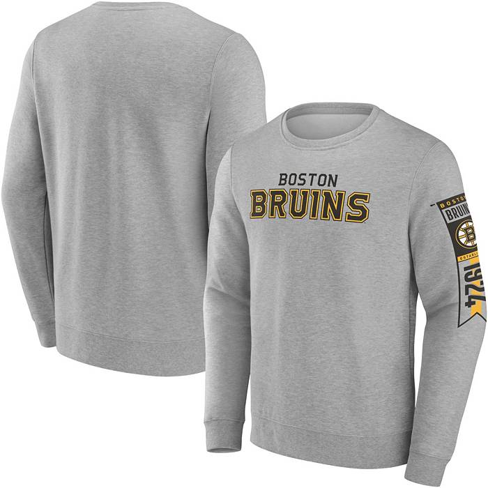 Boston Bruins NHL Hockey Club Crewneck Sweatshirt Spellout Gray
