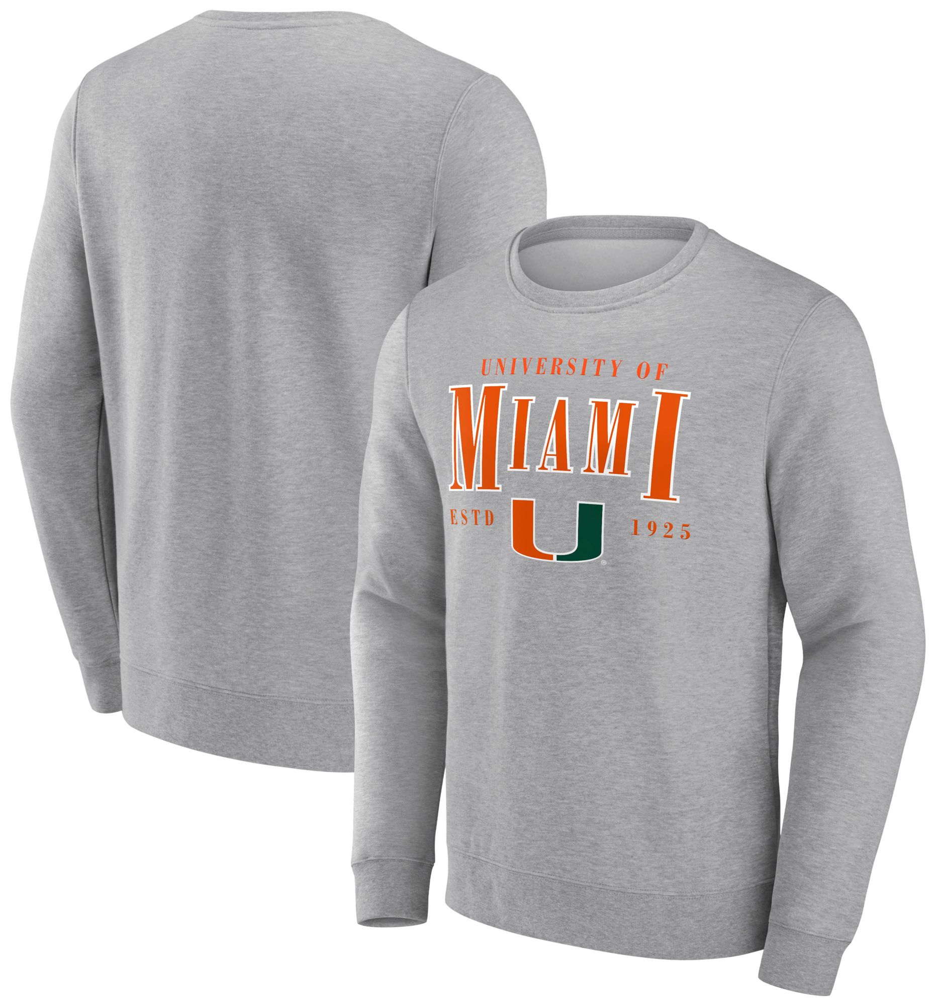 NCAA Men's Miami Hurricanes Grey Wordmark Crew Neck Sweatshirt product image