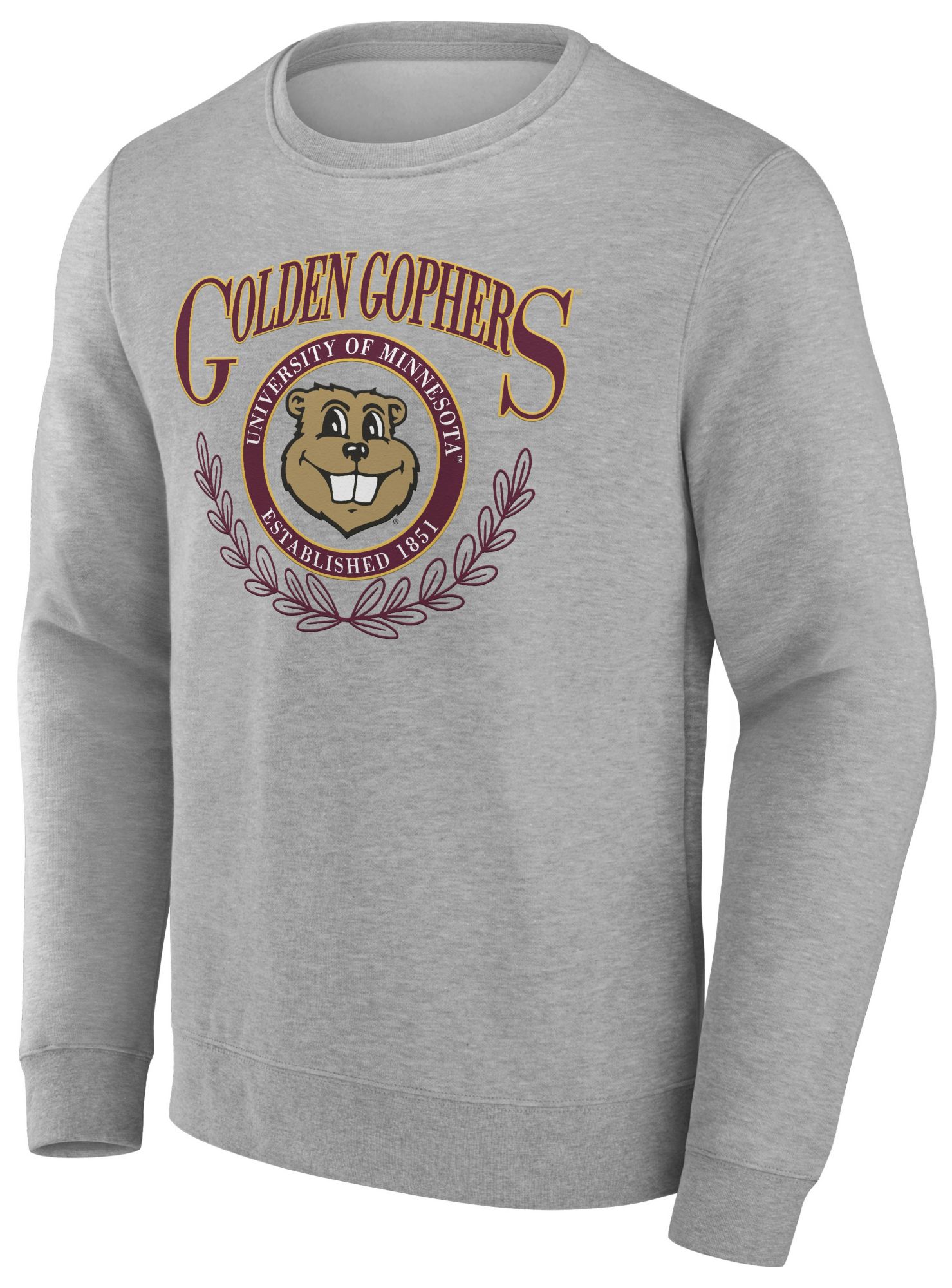 NCAA Men's Minnesota Golden Gophers Grey Heather Laurel Classic Crew Neck Sweatshirt product image