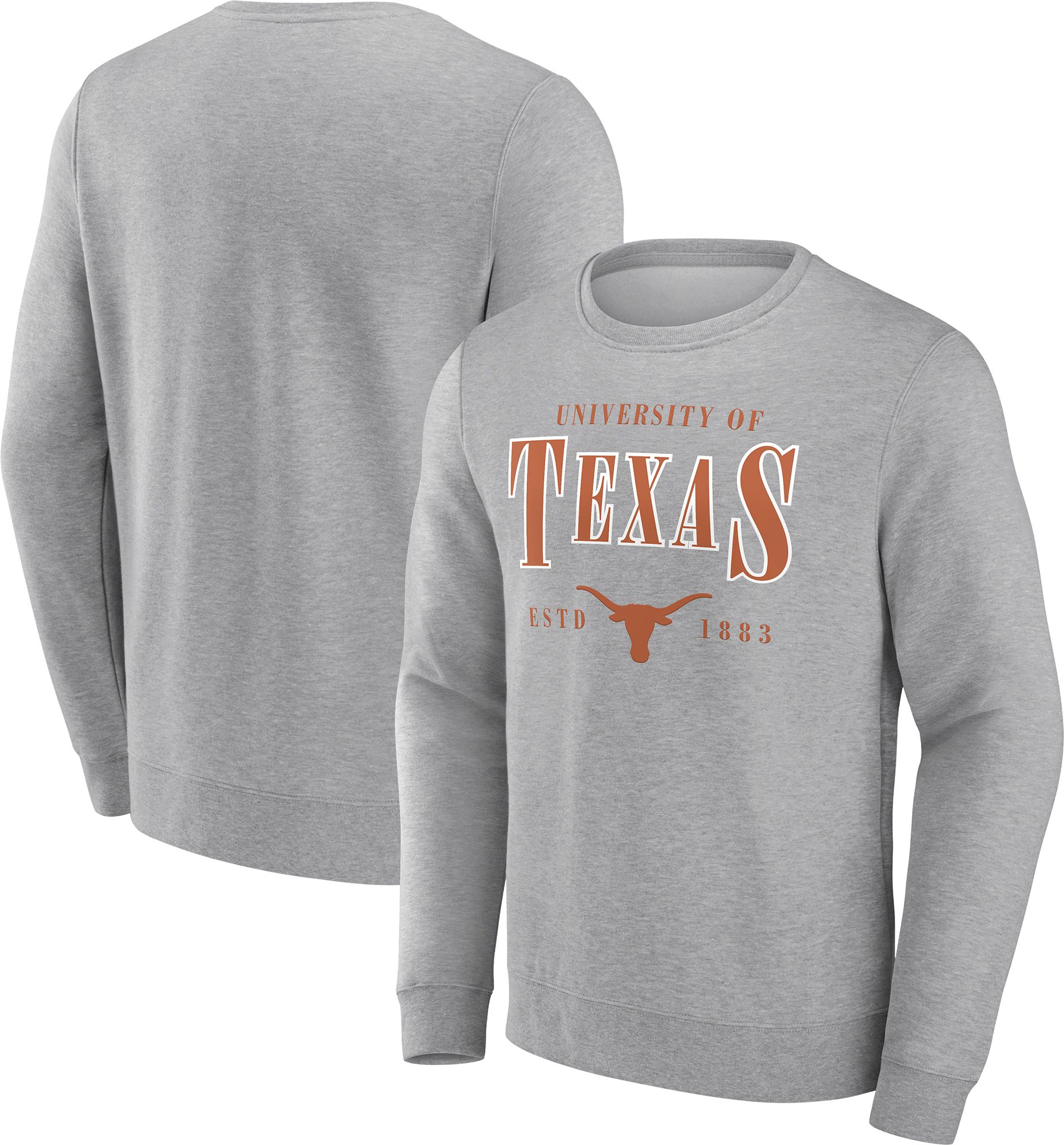 NCAA Men's Texas Longhorns Grey Fleece Crew Neck Sweatshirt