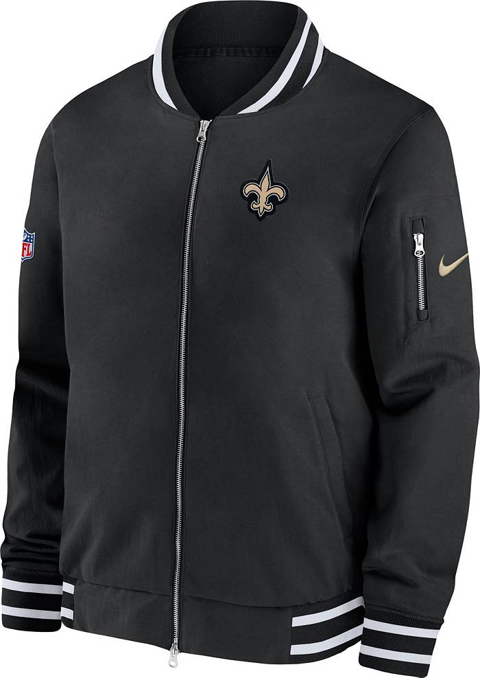 Nike Men's New Orleans Saints Sideline Coaches Black Full-Zip Bomber Jacket