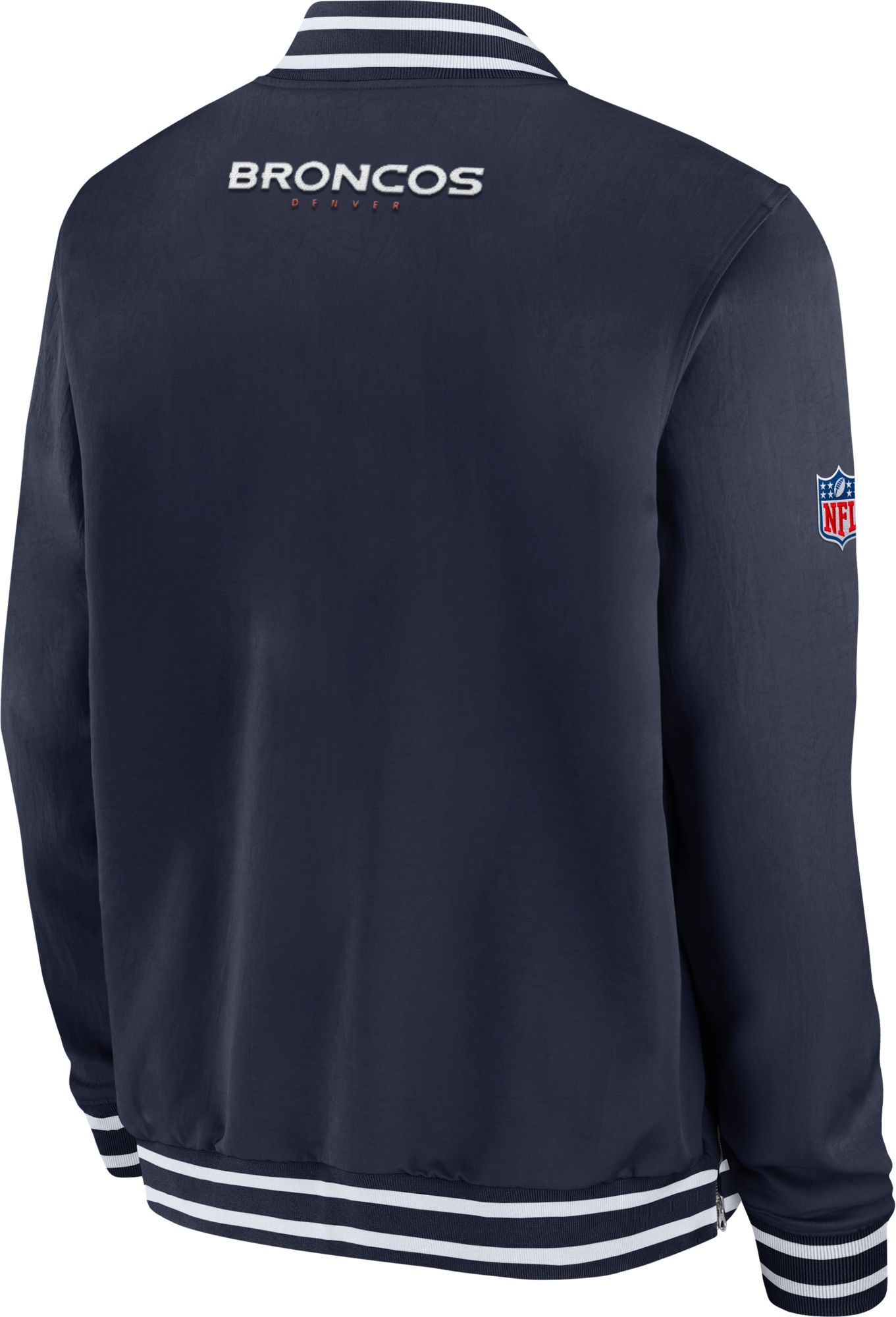 Nike Men's Denver Broncos Sideline Coaches Navy Full-Zip Bomber Jacket