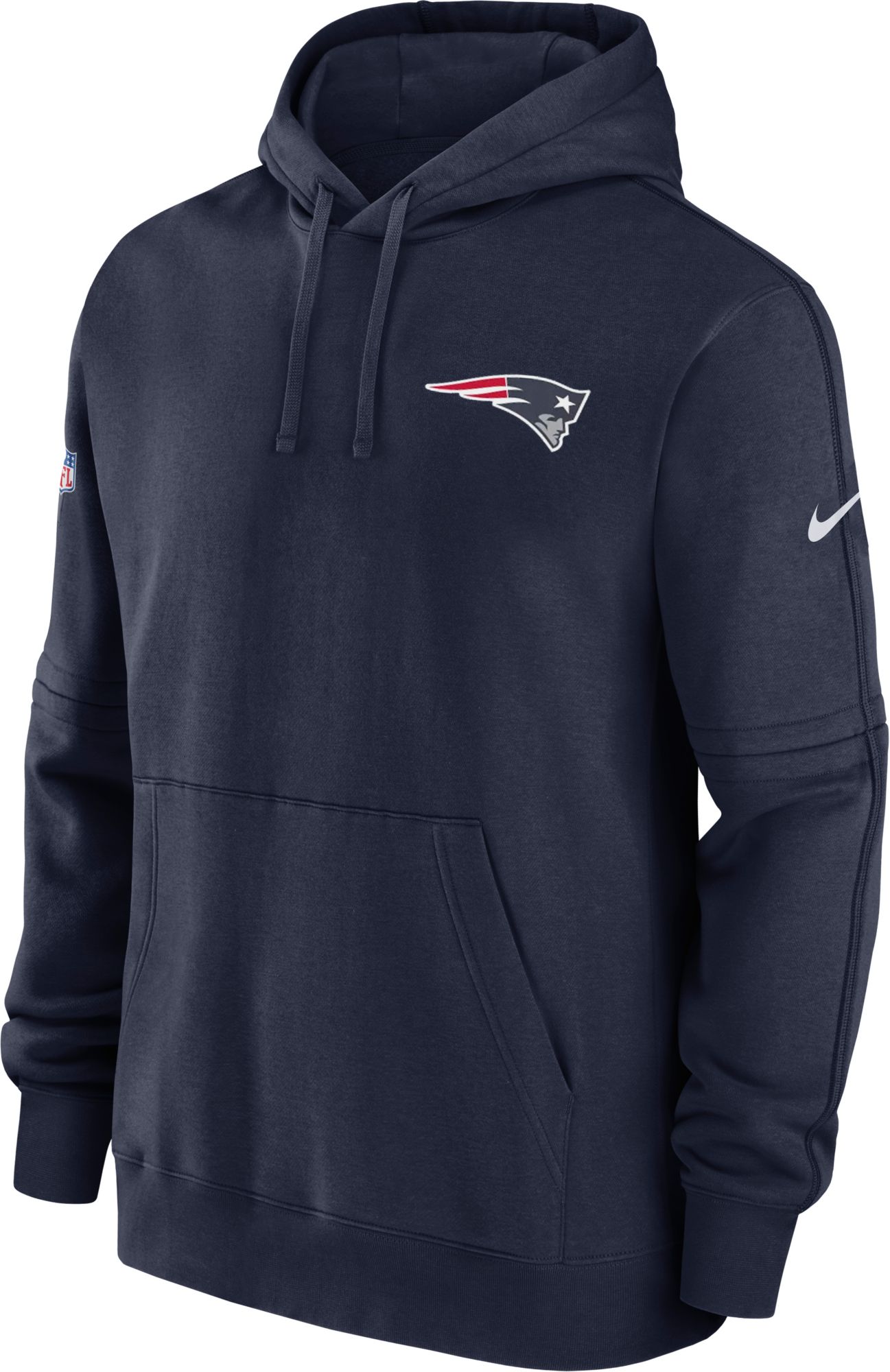 Nike Men's New England Patriots 2023 Sideline Club Navy Pullover Hoodie