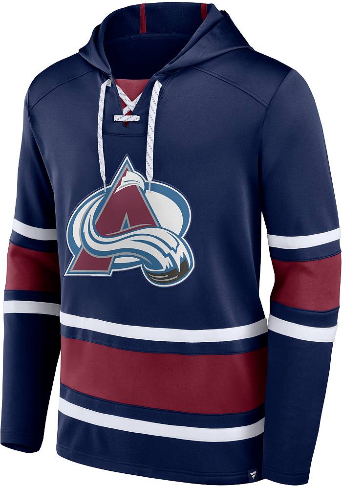 Fanatics Branded NHL Colorado Avalanche Lace Up Navy Pullover Hoodie, Men's, Small, Blue
