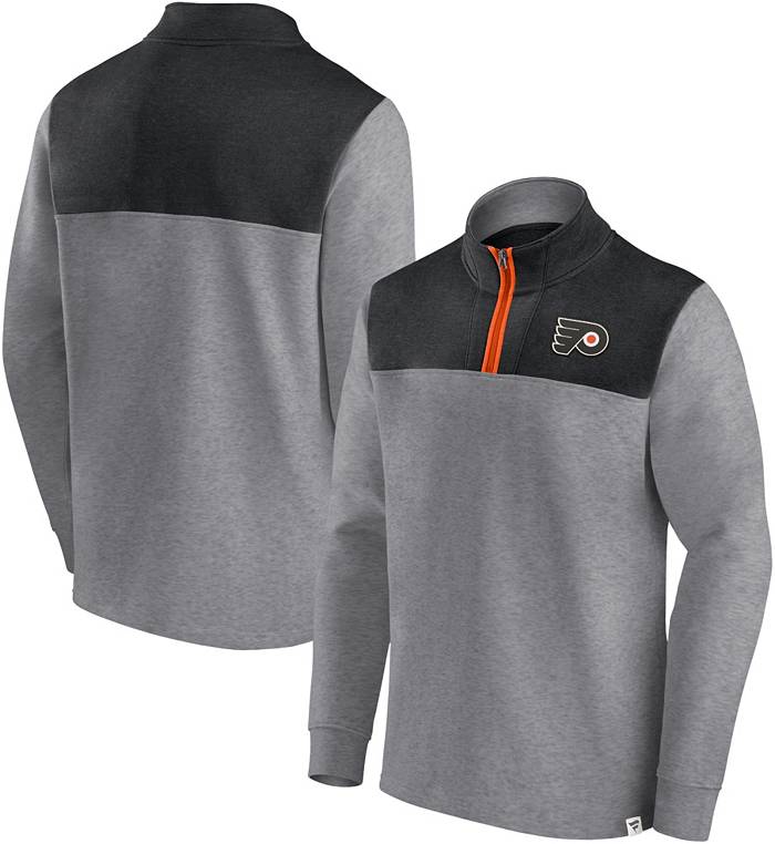 adidas Men's adidas Black Philadelphia Flyers Team Long Sleeve Quarter-Zip  Hoodie T-Shirt