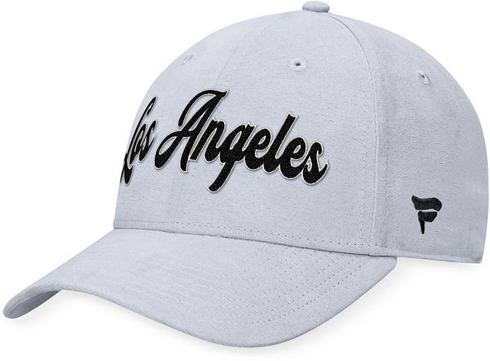 Los Angeles Kings Snapback Mitchell & Ness White Vintage Script Cap Hat  Black Grey