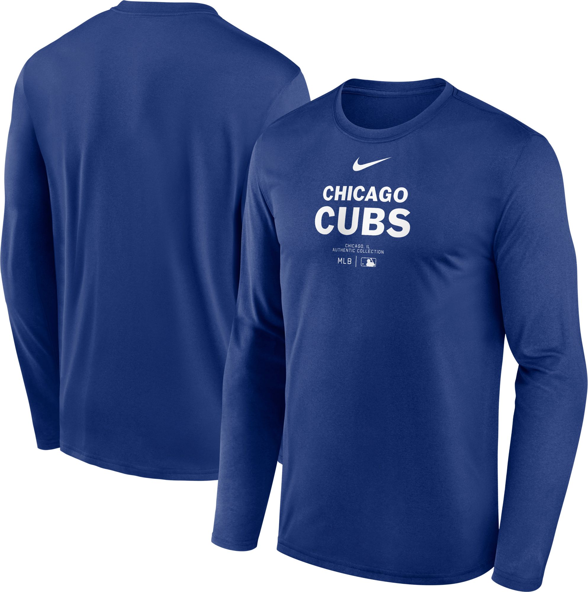 Nike Men's Chicago Cubs Blue Authentic Collection Issue Long Sleeve T-Shirt