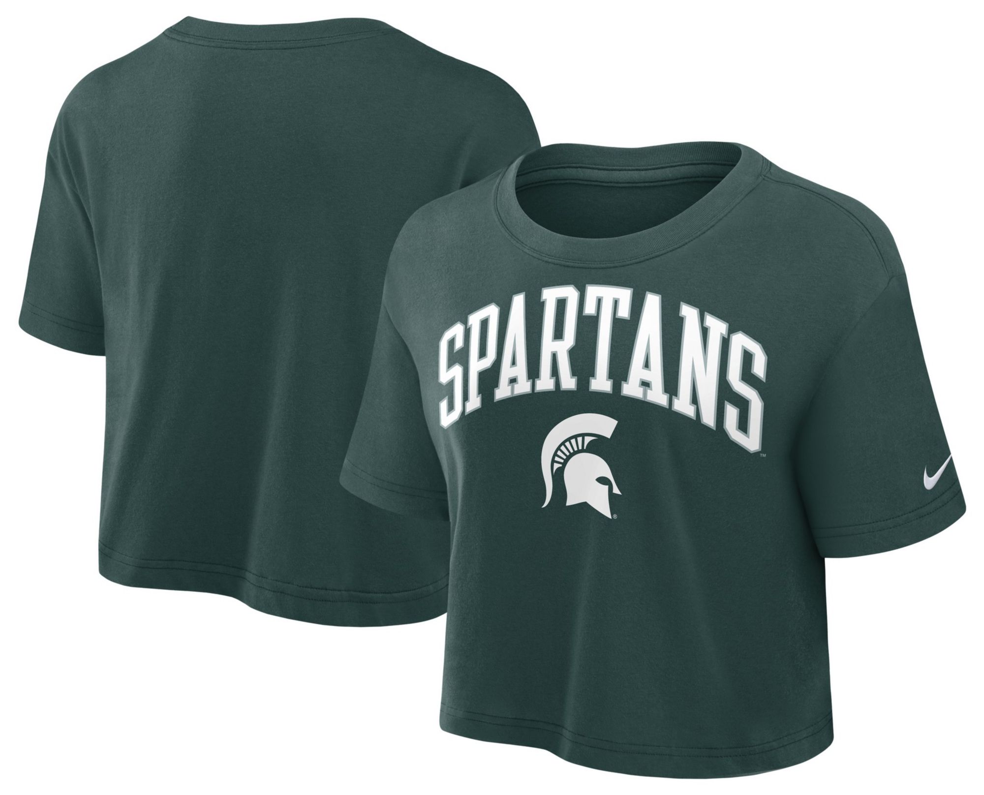 Nike Women's Michigan State Spartans Pro Green Arch Cropped T-Shirt product image