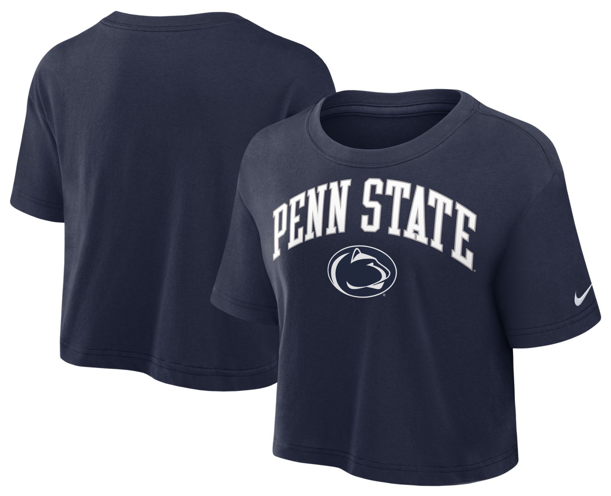 Nike Women's Penn State Nittany Lions College Navy Arch Cropped T-Shirt product image