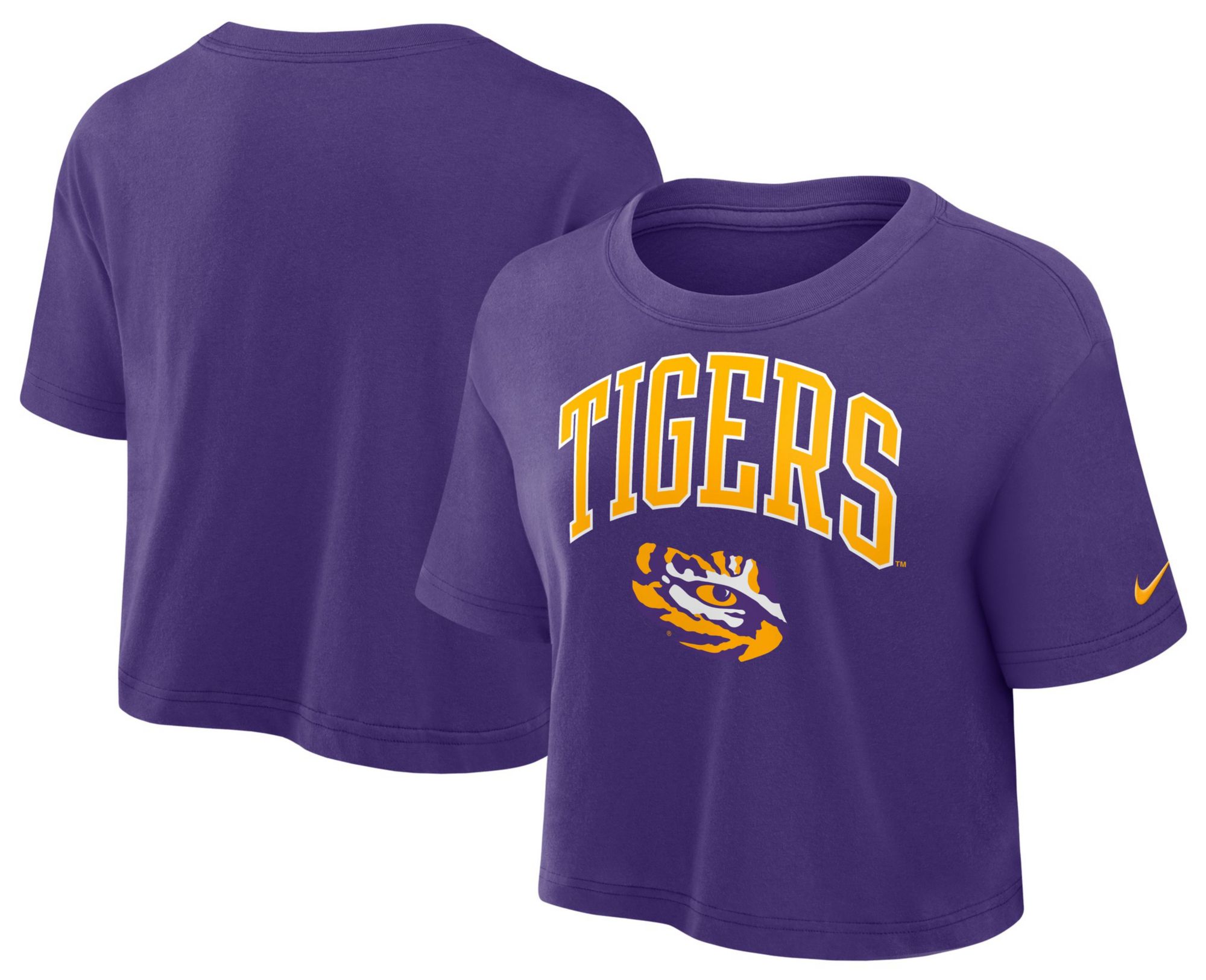 Nike Women's LSU Tigers Court Purple Arch Cropped T-Shirt product image