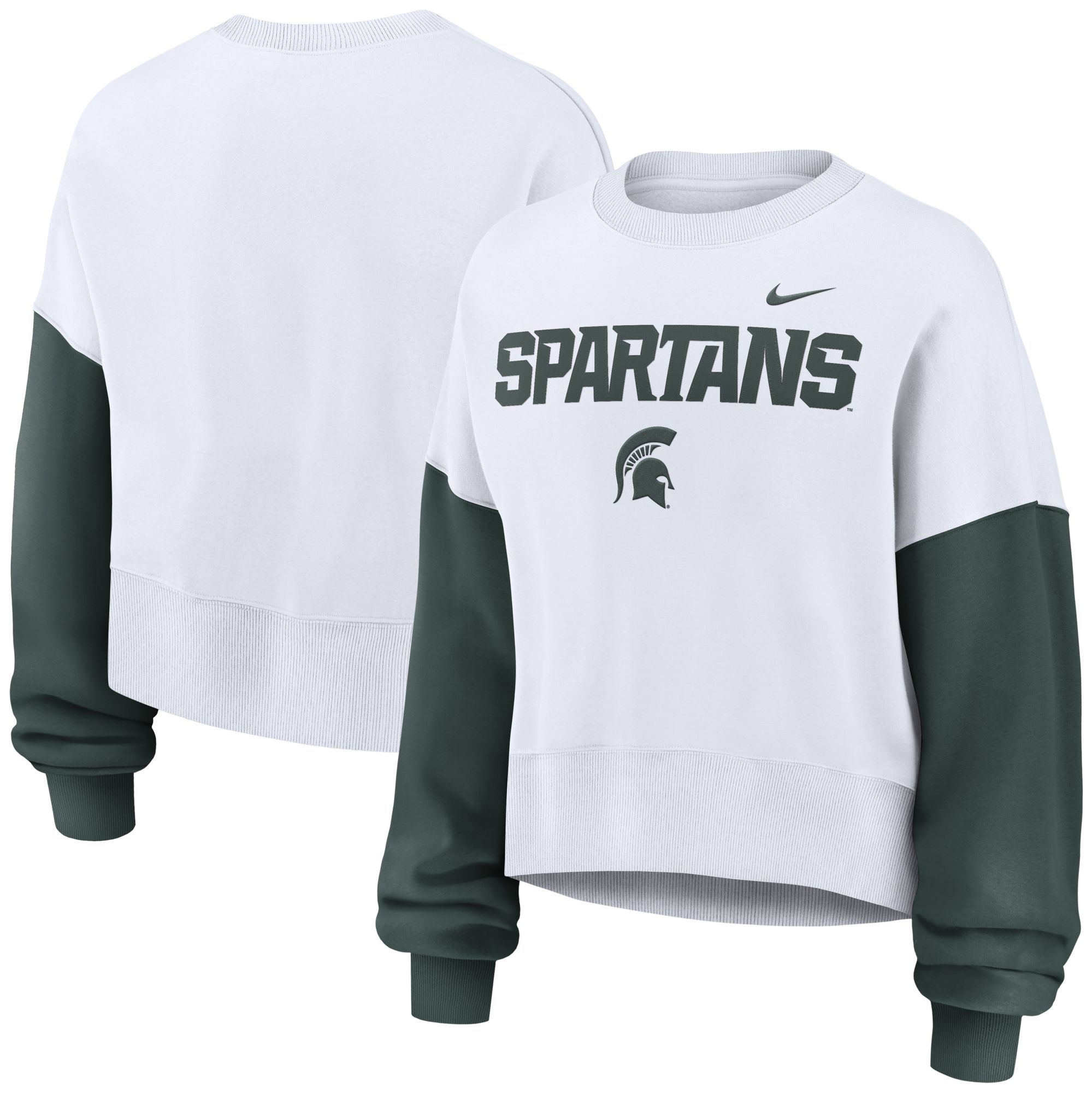 Nike Women's Michigan State Spartans White/Green Phoenix Crew Neck Sweatshirt product image