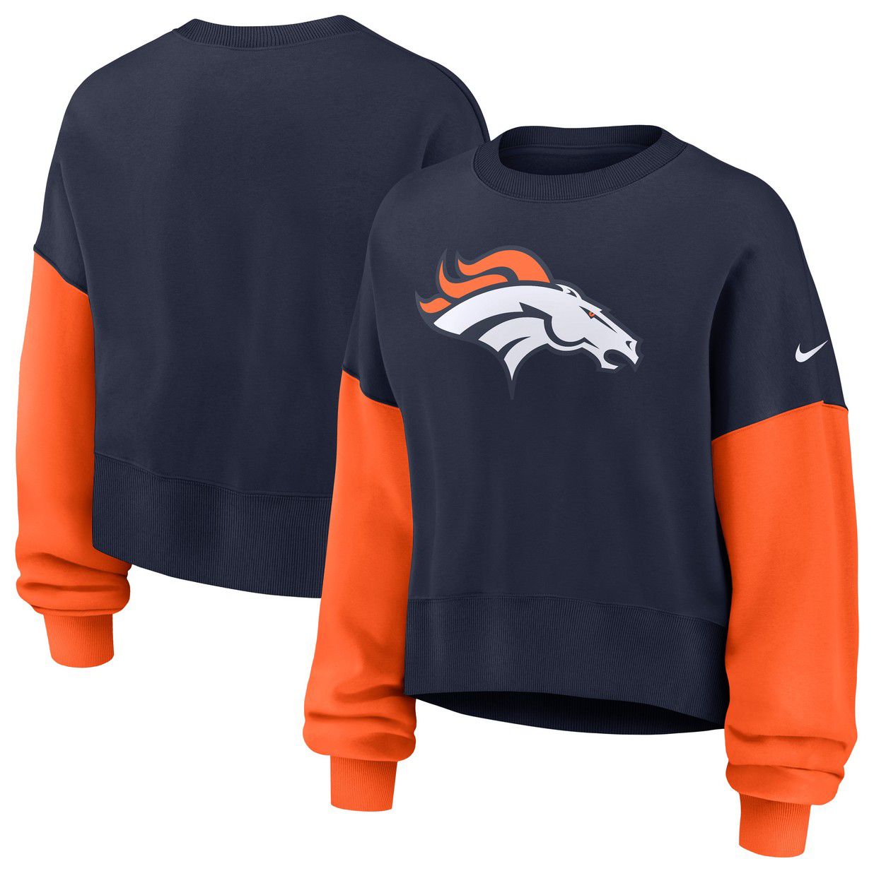 Nike Women's Denver Broncos College Navy Phoenix Logo Crew Pullover Sweatshirt product image