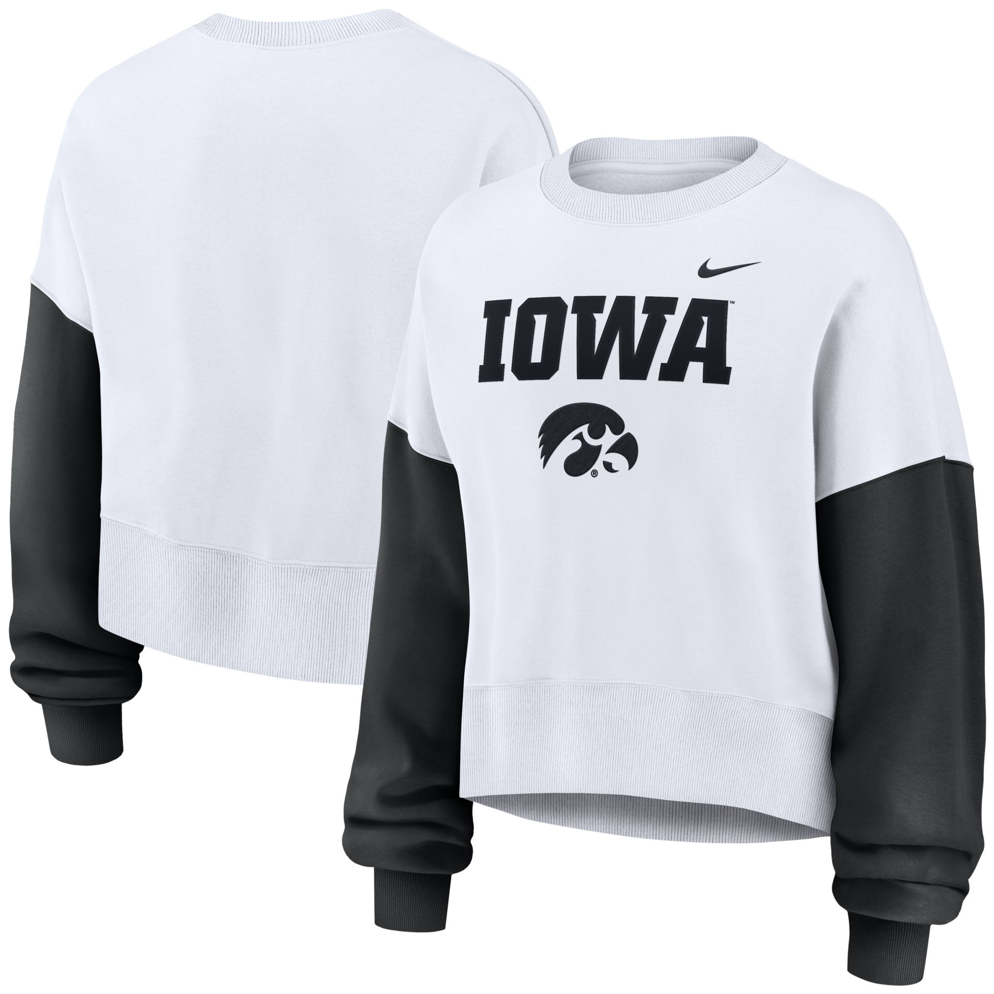 Nike Women's Iowa Hawkeyes White/Black Phoenix Crew Neck Sweatshirt product image