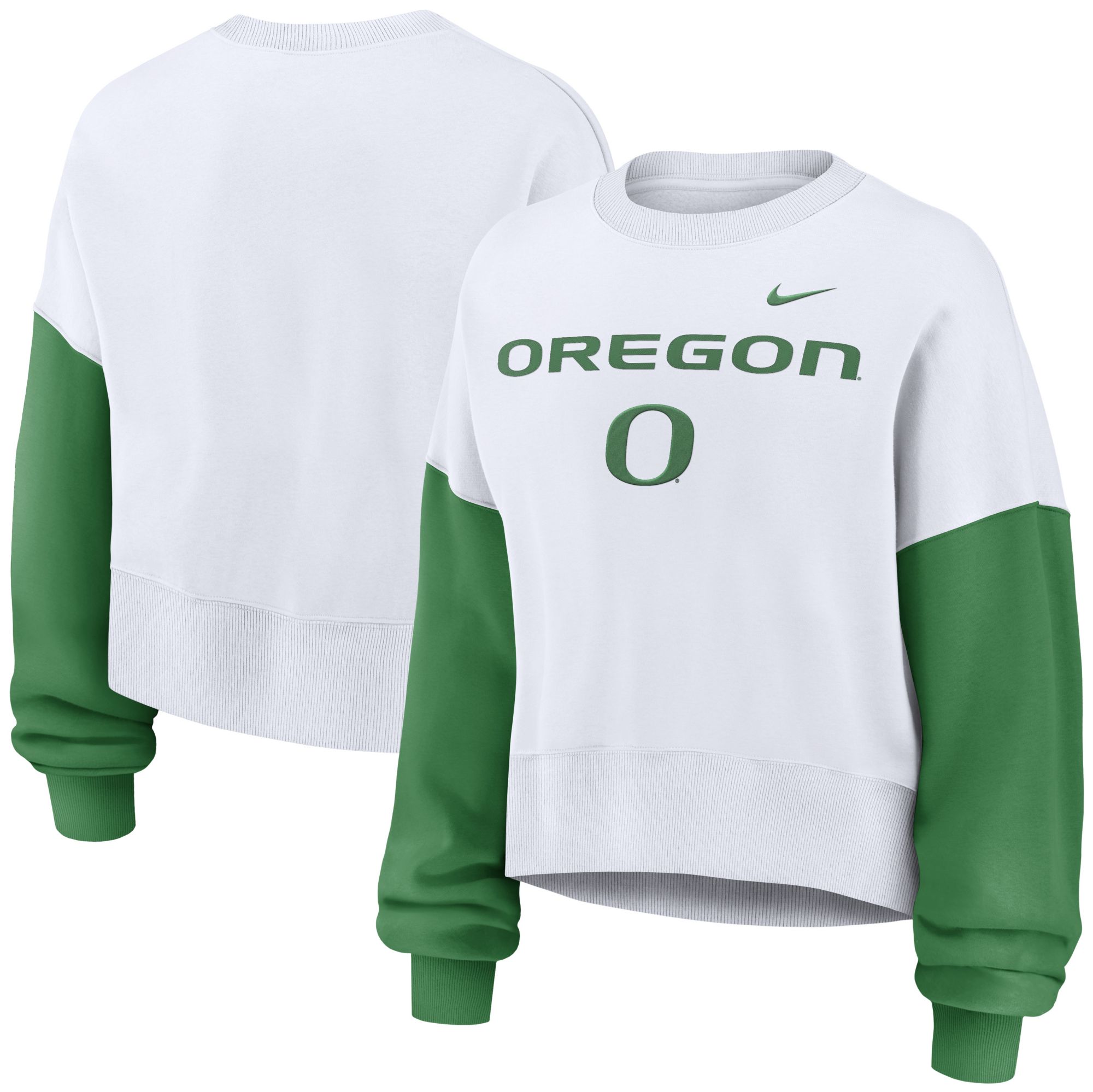 Nike Women's Oregon Ducks White/Green Phoenix Crew Neck Sweatshirt product image