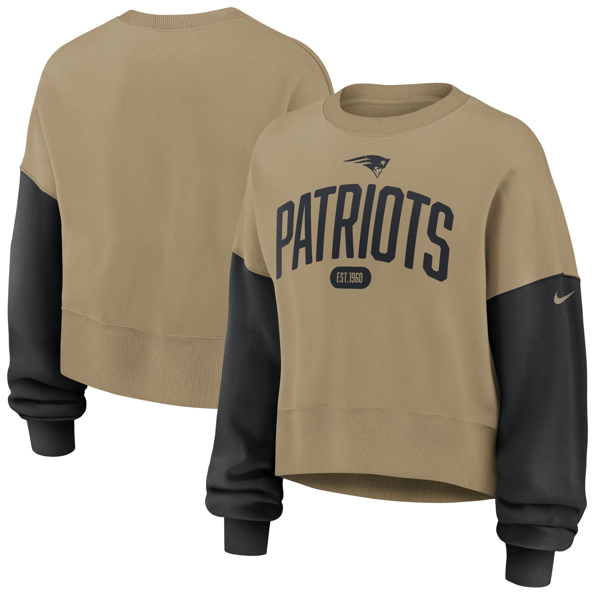 Nike Women's New England Patriots Parachute Beige Phoenix Rewind Crew Pullover Sweatshirt product image