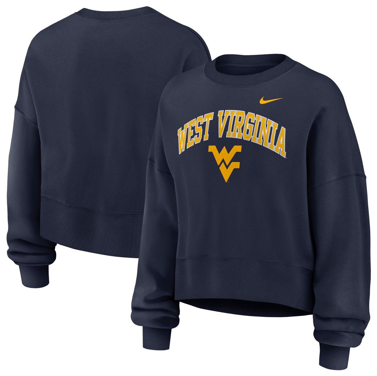 Nike Women's West Virginia Mountaineers College Navy Phoenix Arch Oversized Crew Pullover Sweatshirt product image
