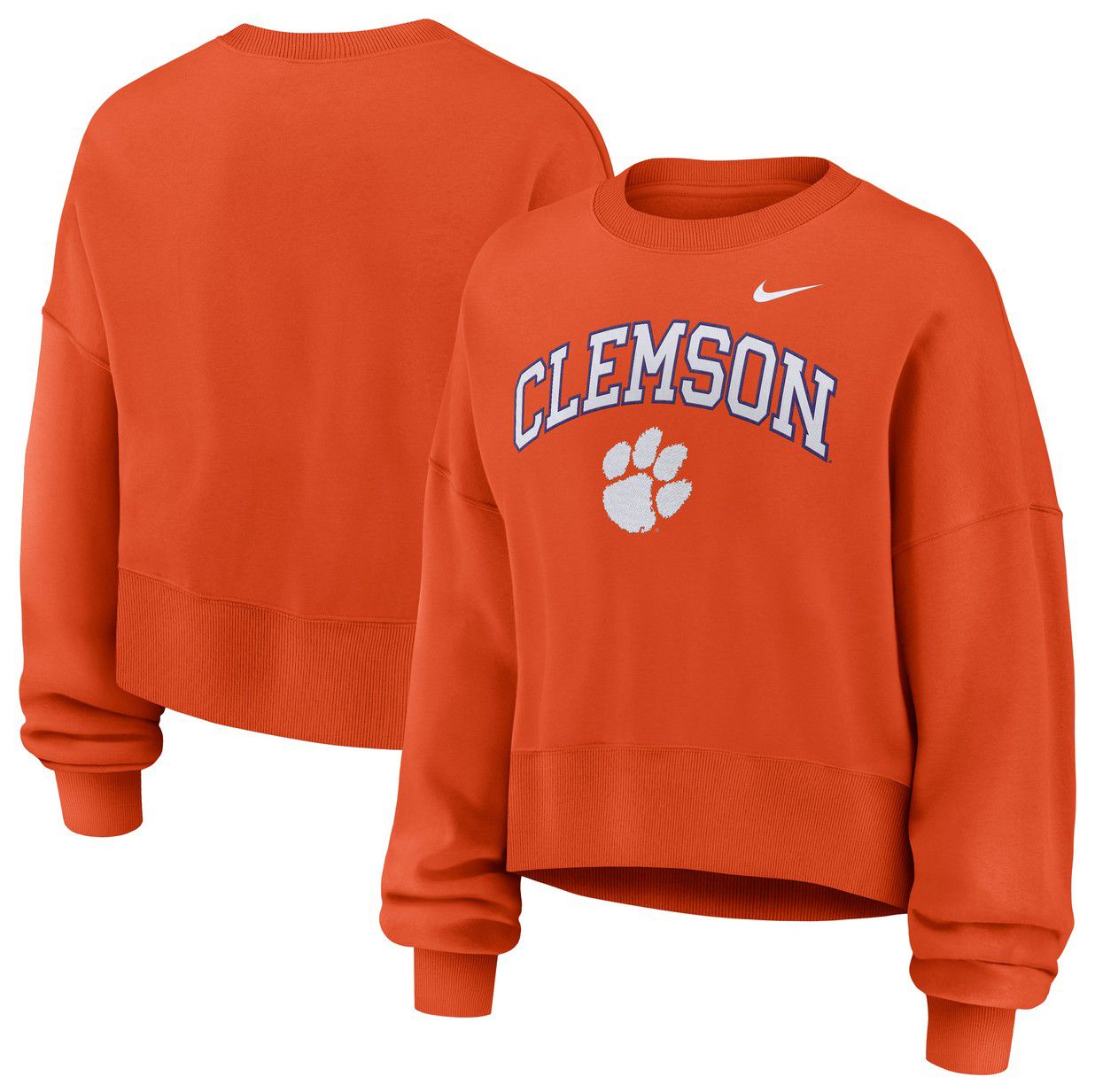 Nike Women's Clemson Tigers University Orange Phoenix Arch Oversized Crew Pullover Sweatshirt product image
