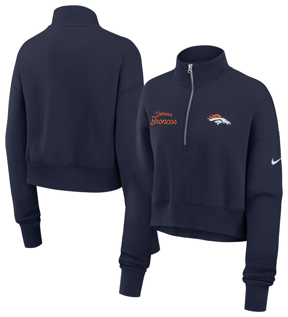 Nike Women's Denver Broncos College Navy Phoenix Quarter-Zip Crewneck Sweatshirt product image