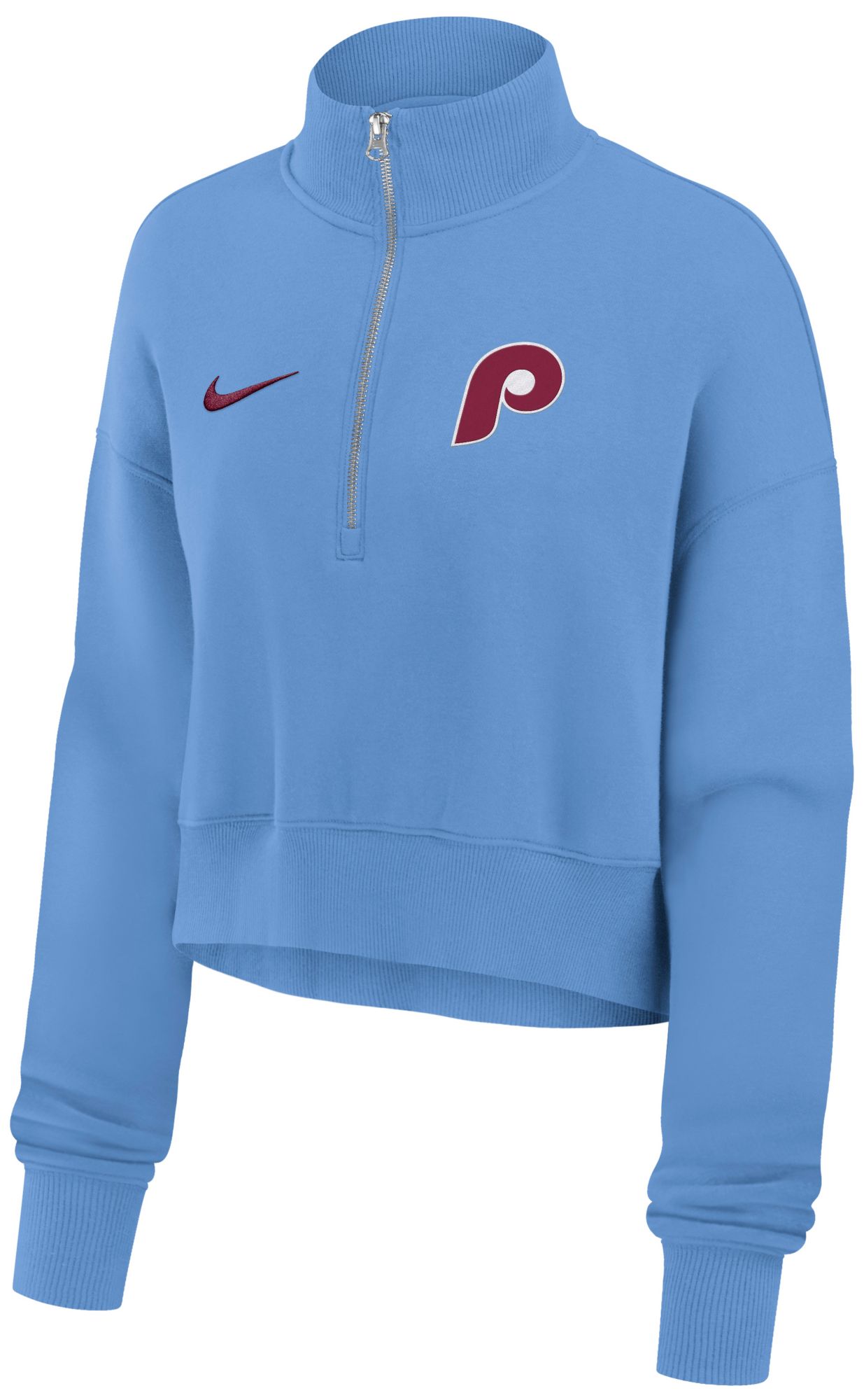 Nike Women's Philadelphia Phillies Phoenix Blue Cropped Quarter-Zip product image