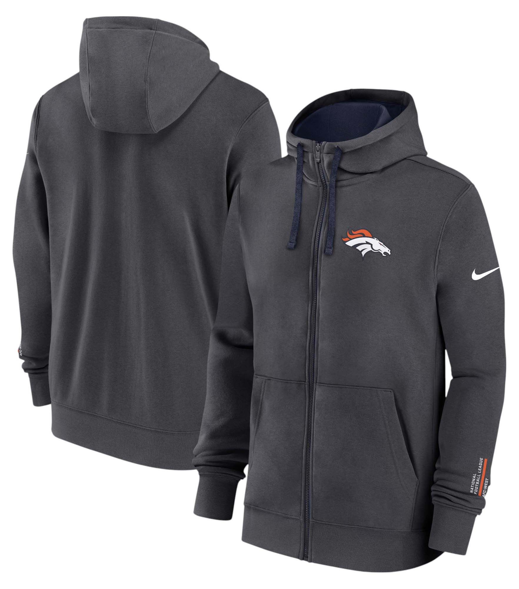 Nike Men's Denver Broncos Anthracite Club Fleece Full-Zip Hoodie product image