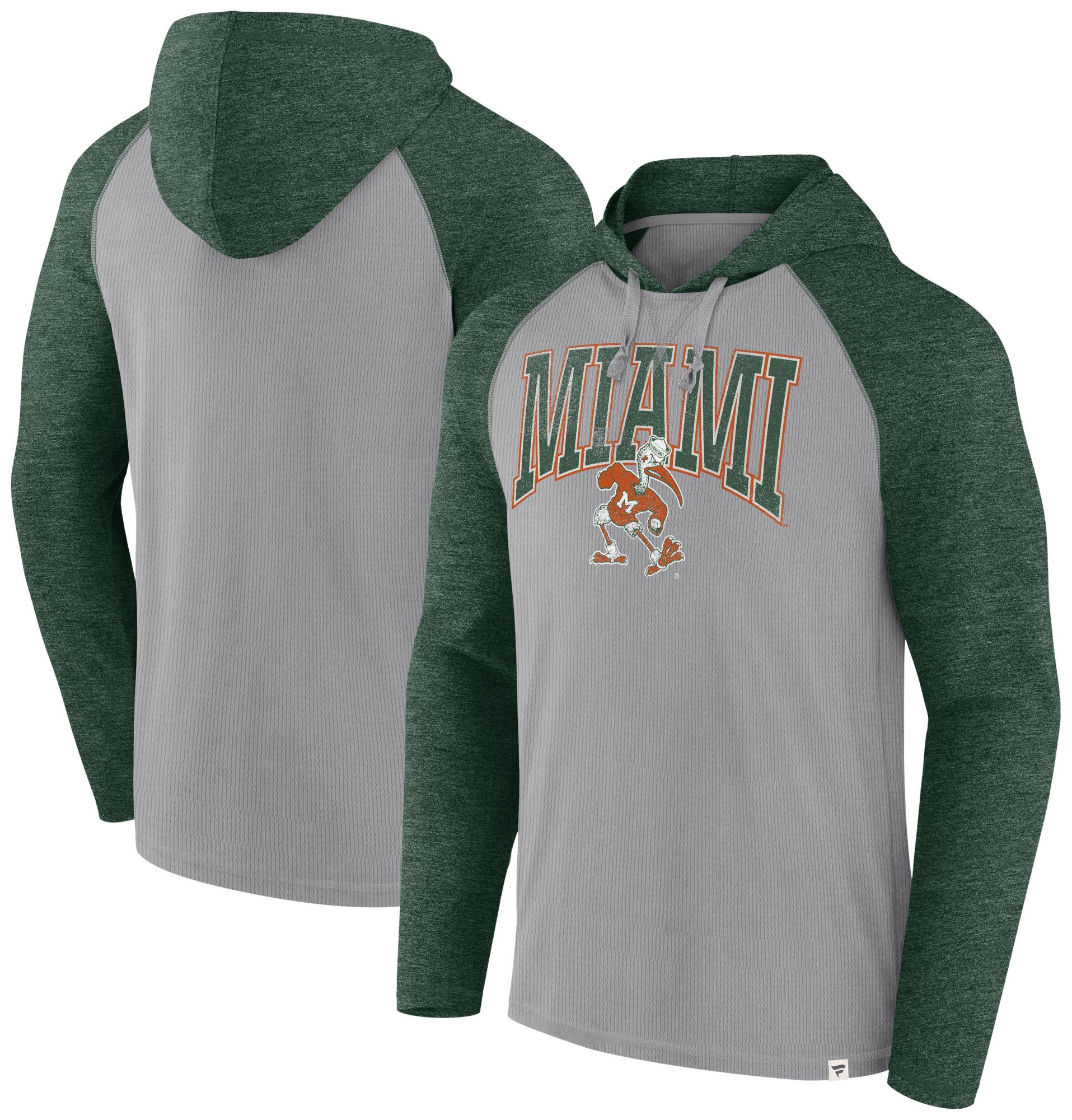 NCAA Men's Miami Hurricanes Grey Quality Hooded Long Sleeve T-Shirt product image