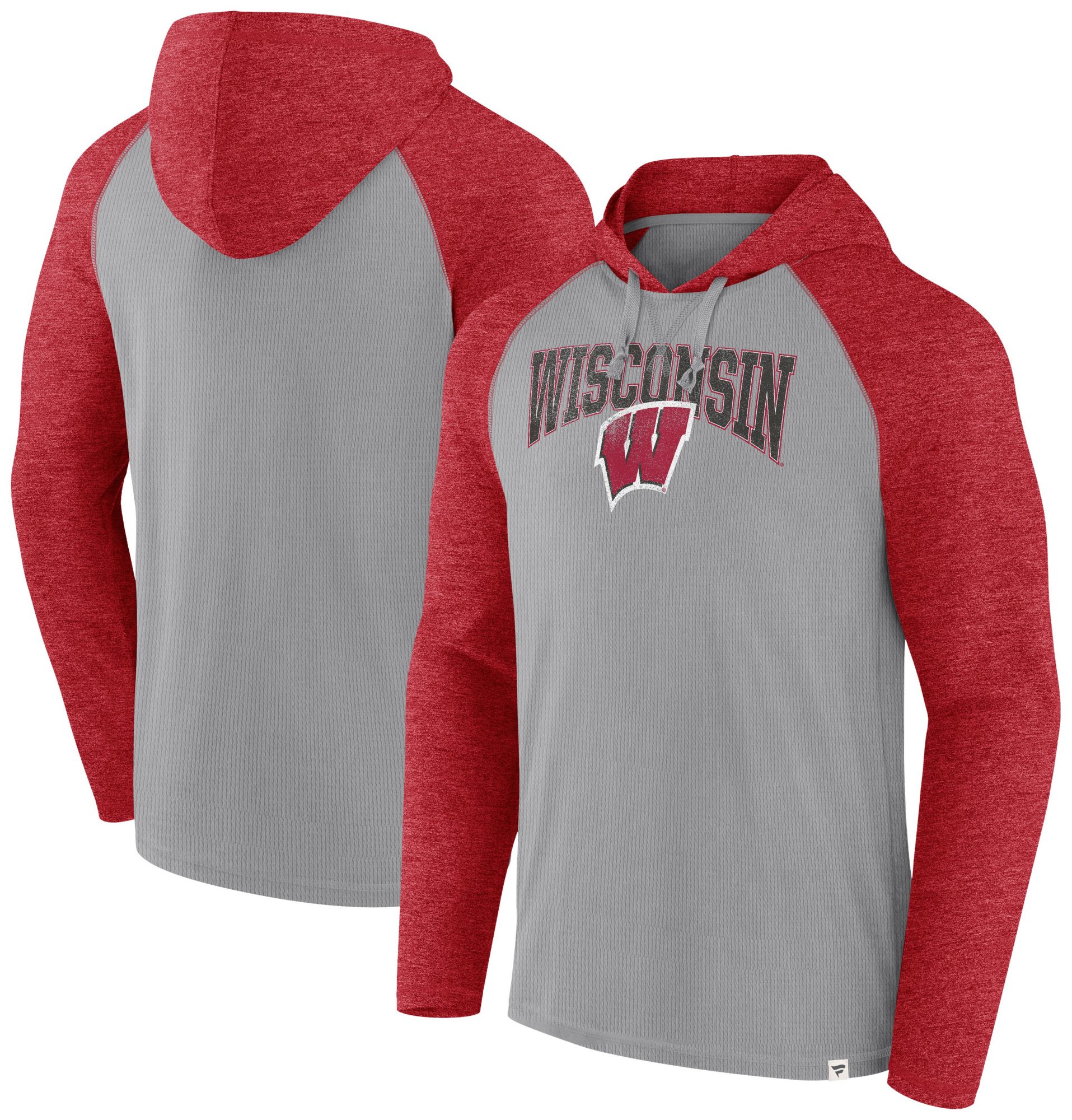 NCAA Men's Wisconsin Badgers Grey Quality Hooded Long Sleeve T-Shirt product image
