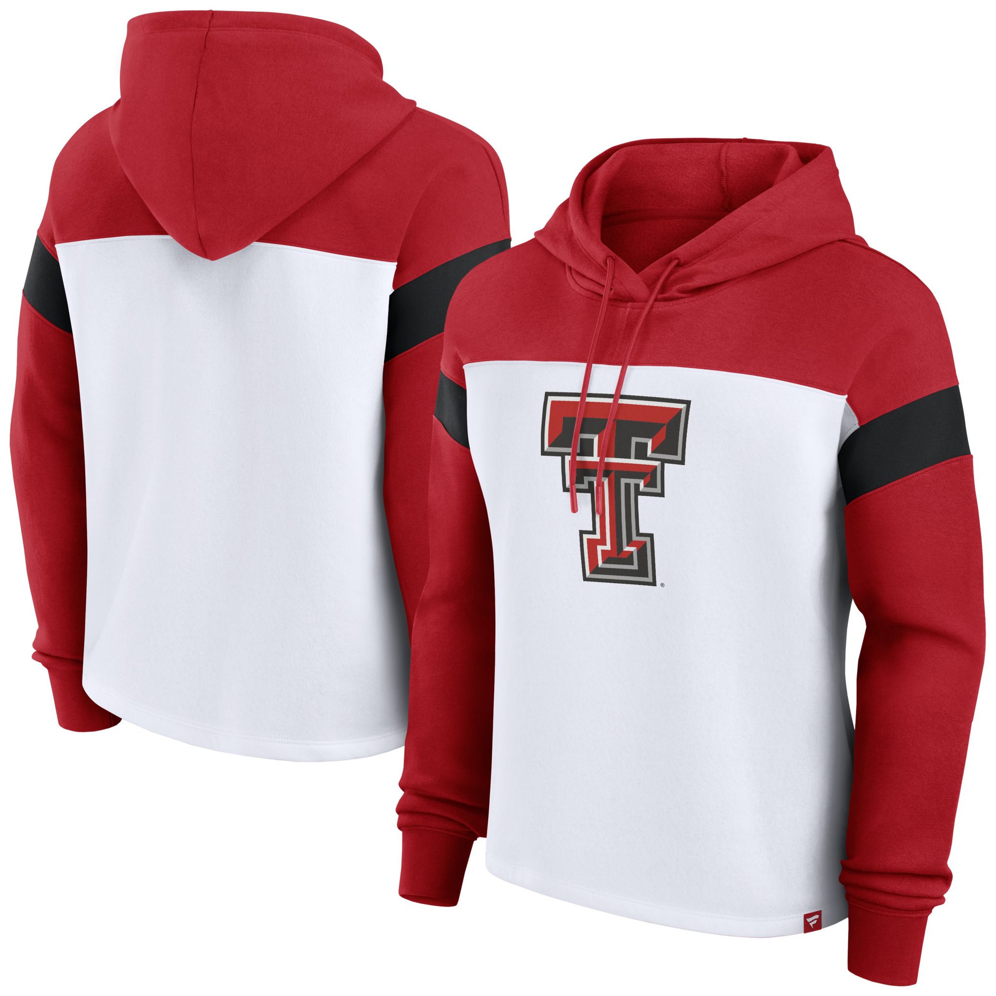 NCAA Women's Texas Tech Red Raiders White Print Logo Colorblock Pullover Hoodie product image