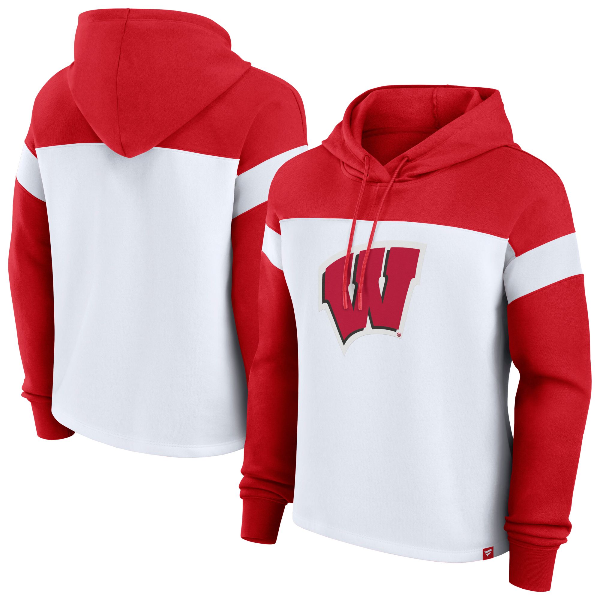 NCAA Women's Wisconsin Badgers White Print Logo Colorblock Pullover Hoodie product image