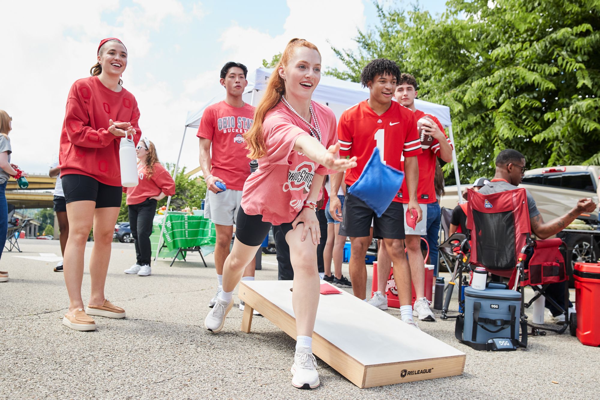 chicka-d Women's Ohio State Buckeyes Red Columbus Short Sleeve T-Shirt product image