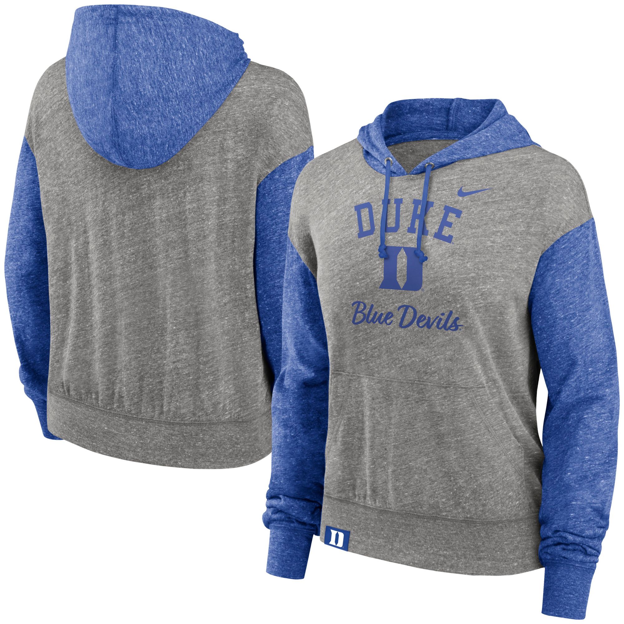 Nike Women's Duke Blue Devils Grey Heather Colorblock Pullover Fleece Hoodie product image