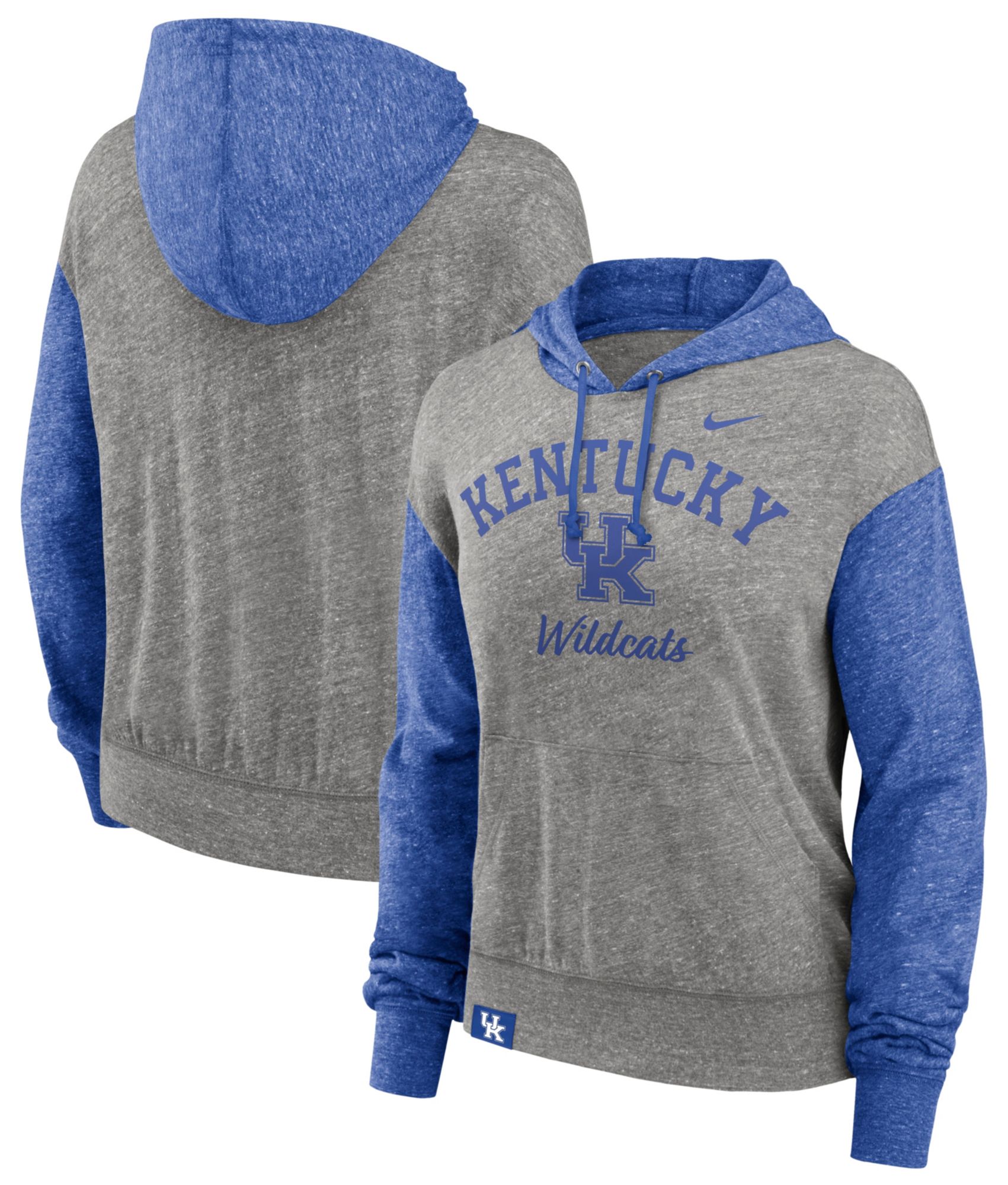 Nike Women's Kentucky Wildcats Grey Heather Colorblock Pullover Fleece Hoodie product image